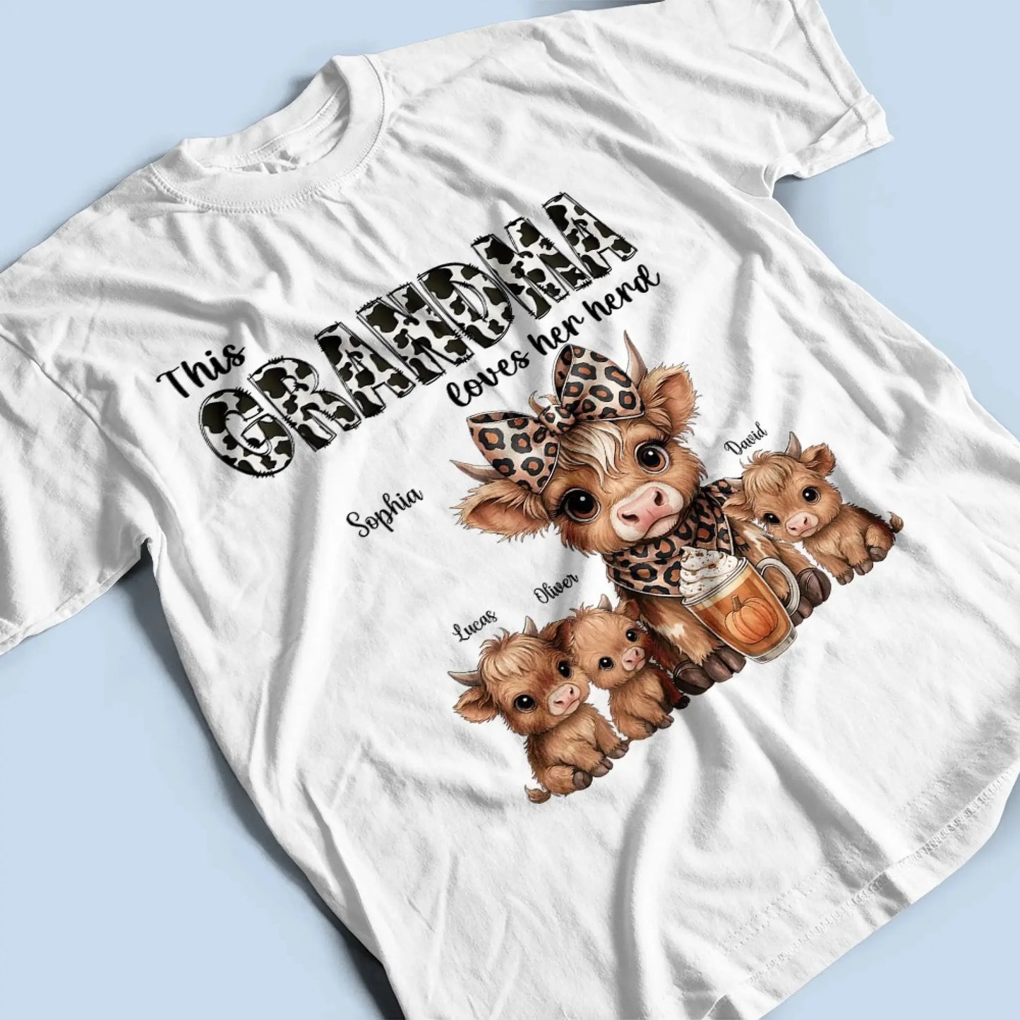 This Mama/Grandma Loves Her Herd – Personalized Highland Cow Family Shirt – Cozy Fall Vibe Gift for Mom, Grandma & Loved Ones Ezcustomize