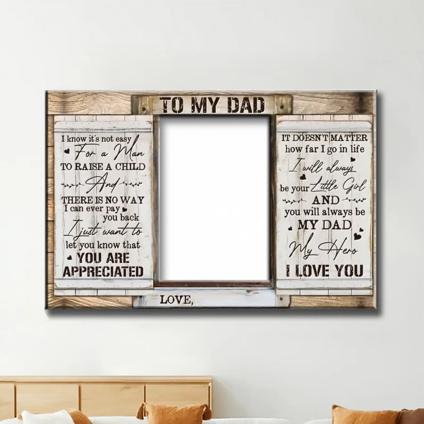 To My Dad You Are Appreciated Daughter & Father Photo – Personalized Custom Horizontal Poster Wall Art – Heartfelt Father’s Day & Birthday Gift for Dad Ezcustomize