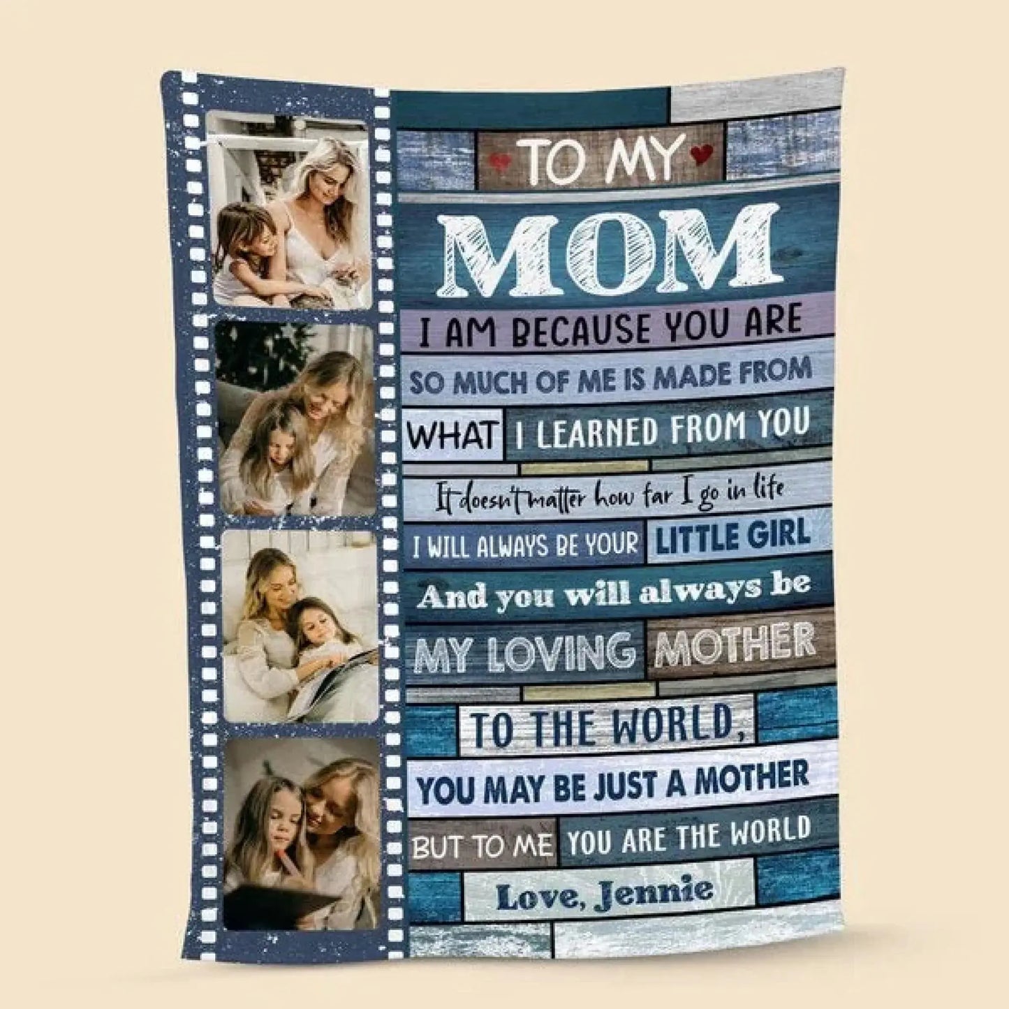 To My Mom Blanket – Personalized Custom Throw – Thoughtful and Cozy Gift for Mother on Mother’s Day or Birthday Ezcustomize