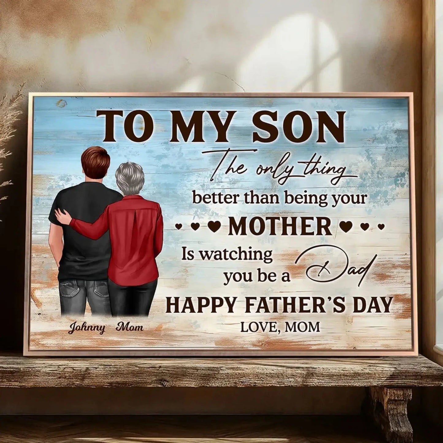 To My Son From Mom – Personalized Poster/Canvas Gift – Heartfelt Father’s Day Gift for Son Ezcustomize