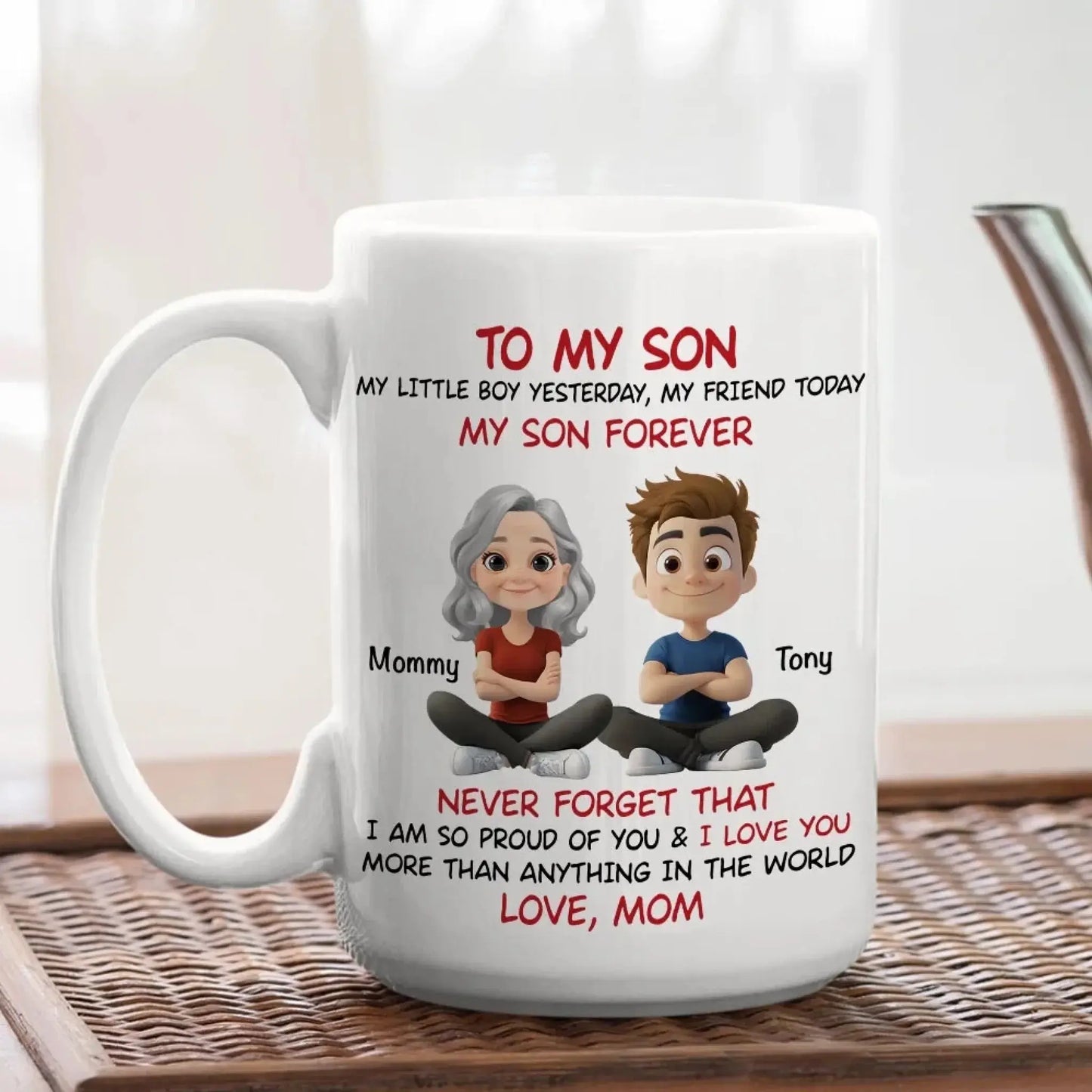 To My Son Personalized Coffee Mug – Custom Mom and Son Gift with Names and Quote Ezcustomize