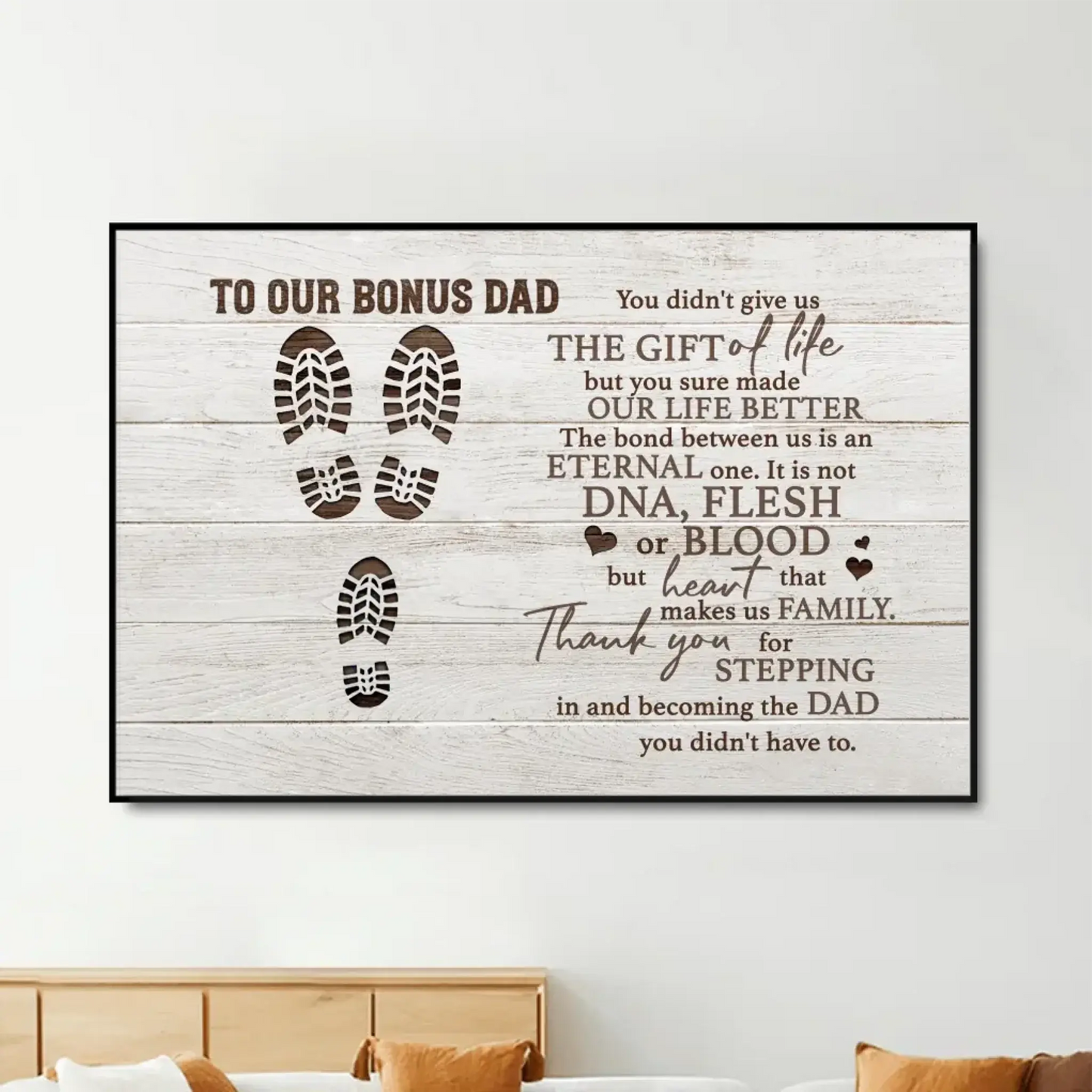 "To Our Bonus Dad" - Personalized Poster/Canvas Print with Custom Name & Number Clipart Ezcustomize