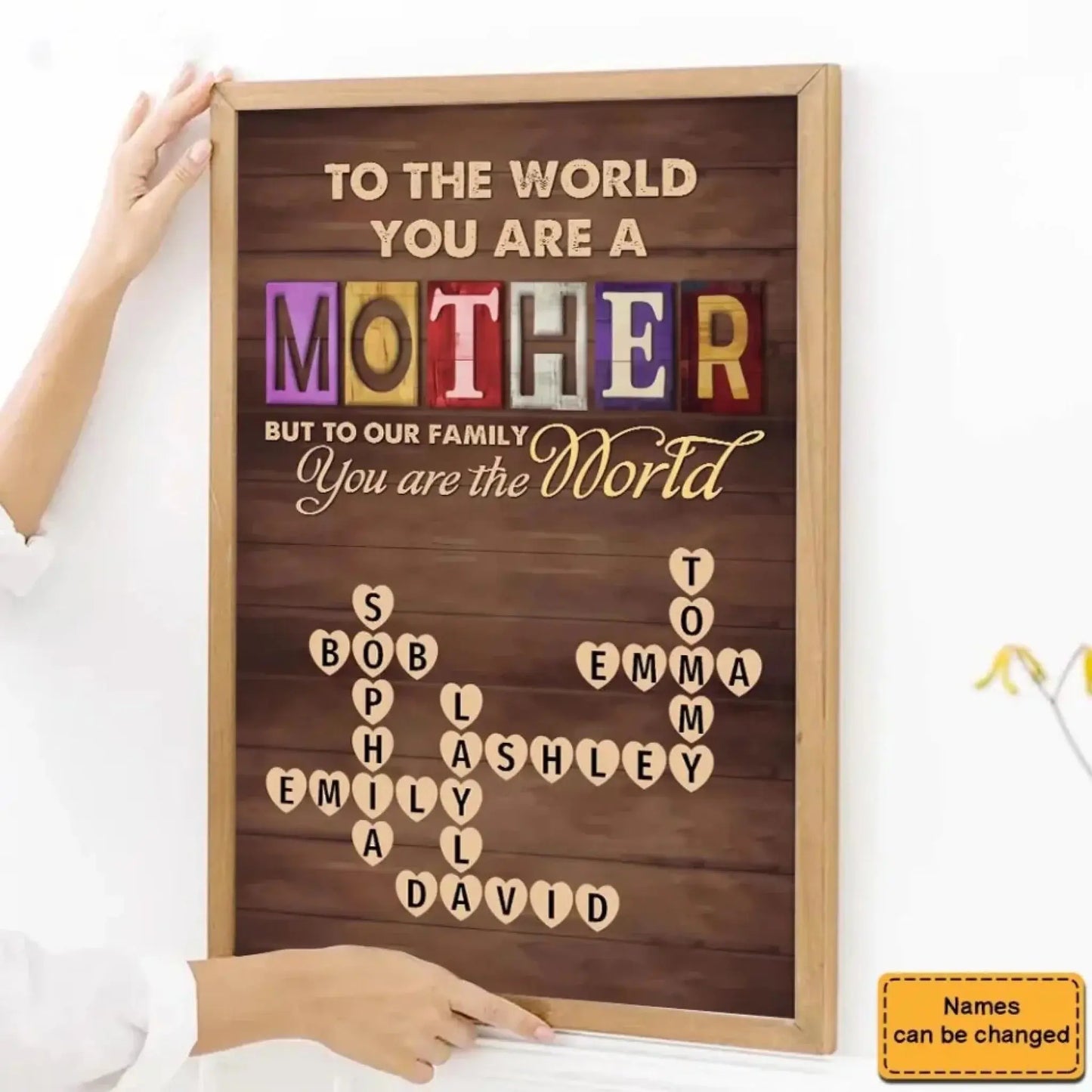 "To Our Family, You Are the World" Quote Art – Personalized Poster/Canvas – Custom Mother’s Day Gift for Mom & Grandma Ezcustomize