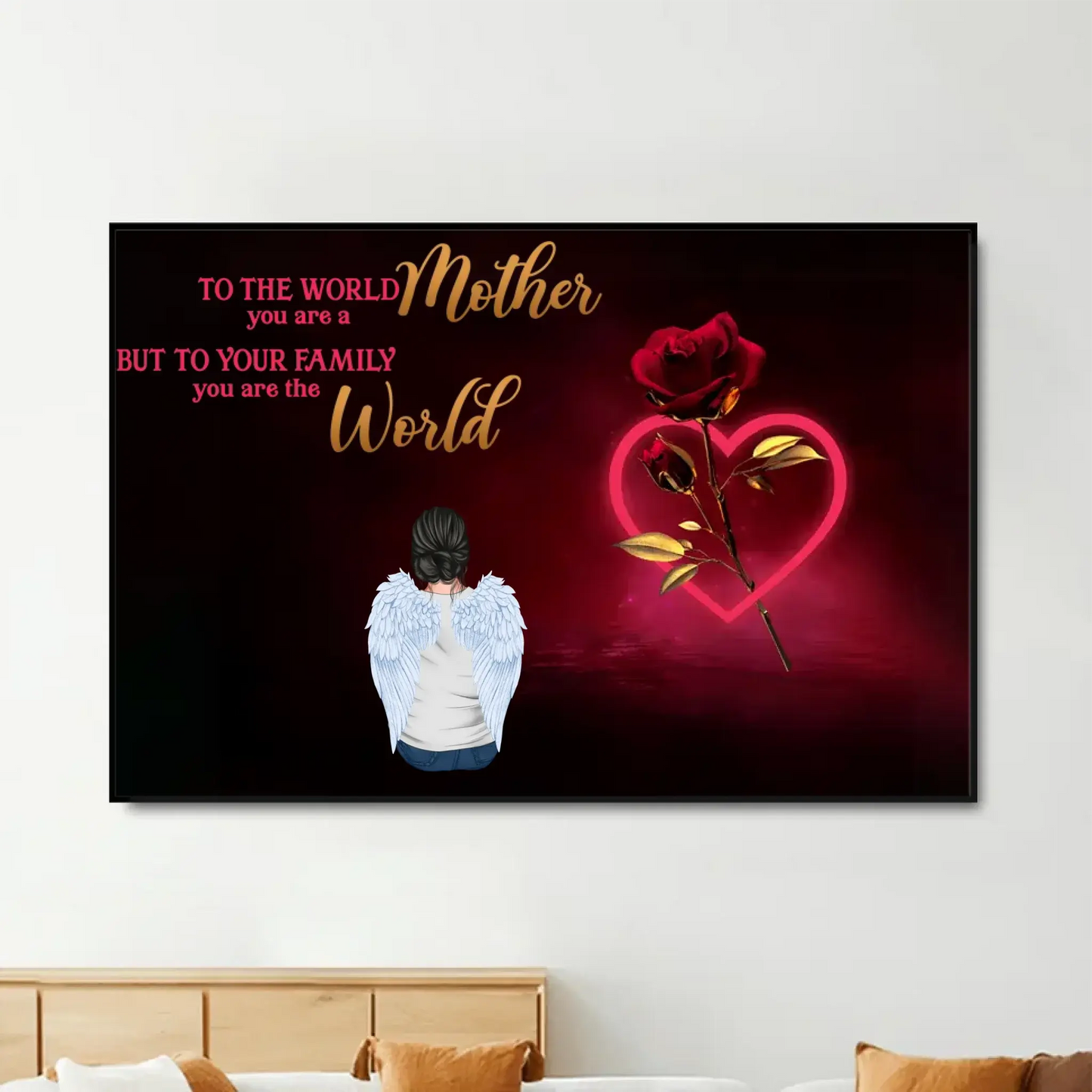"To The World You Are a Mother" Embrace Art – Personalized Poster/Canvas – Mother’s Day Gift from Daughters Ezcustomize