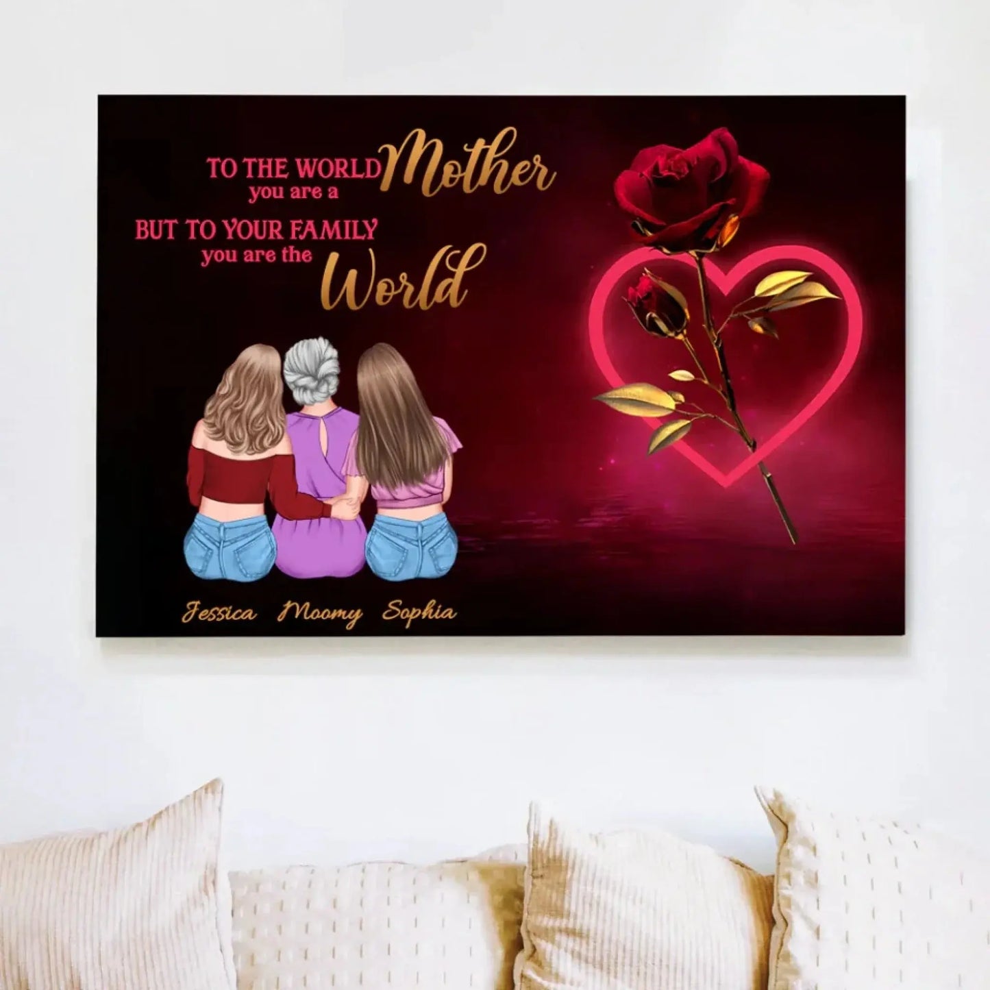 "To The World You Are a Mother" Embrace Art – Personalized Poster/Canvas – Mother’s Day Gift from Daughters Ezcustomize