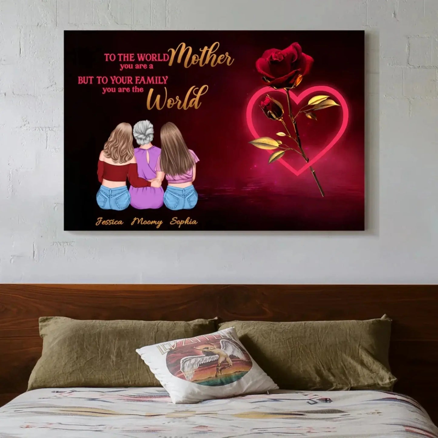 "To The World You Are a Mother" Embrace Art – Personalized Poster/Canvas – Mother’s Day Gift from Daughters Ezcustomize