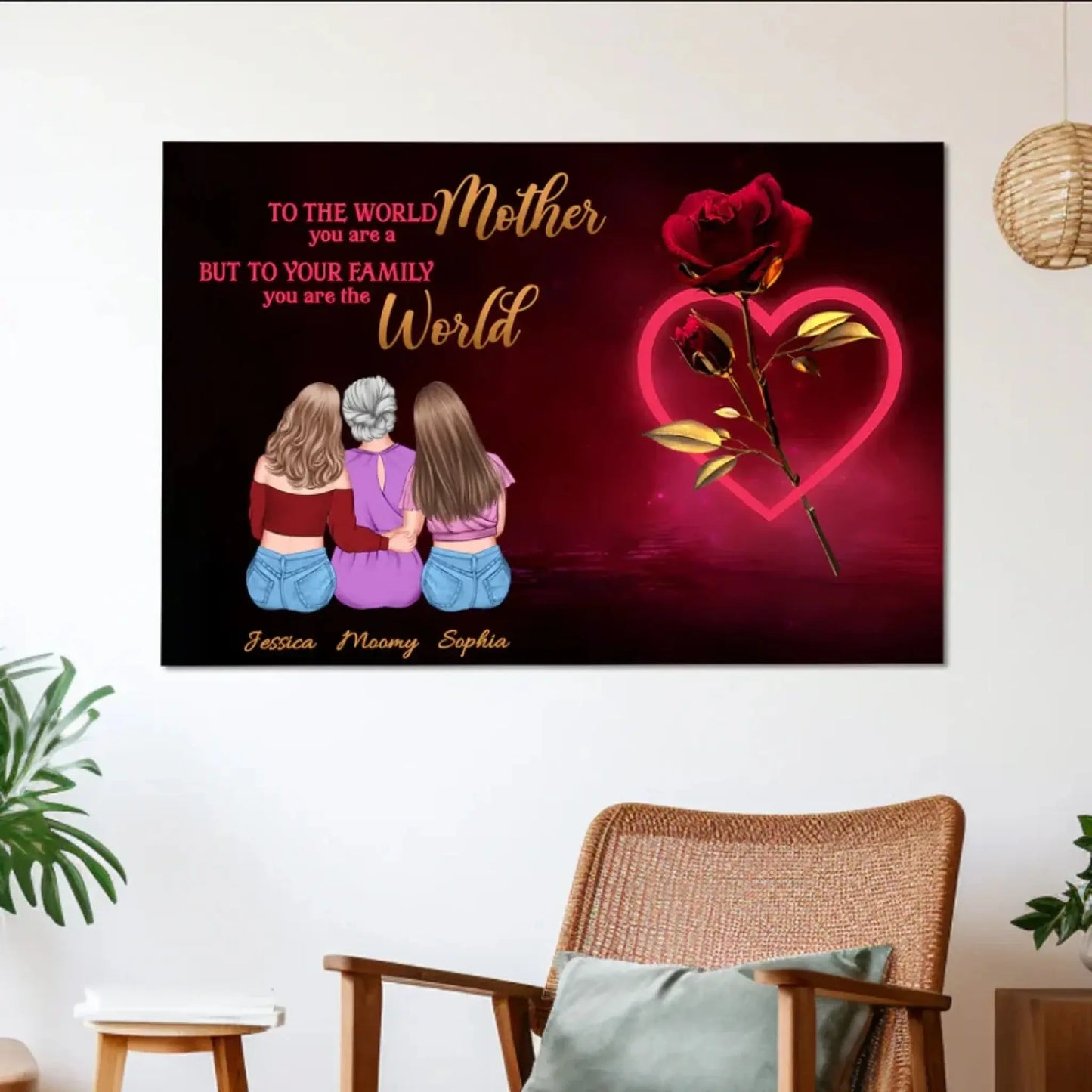 "To The World You Are a Mother" Embrace Art – Personalized Poster/Canvas – Mother’s Day Gift from Daughters Ezcustomize