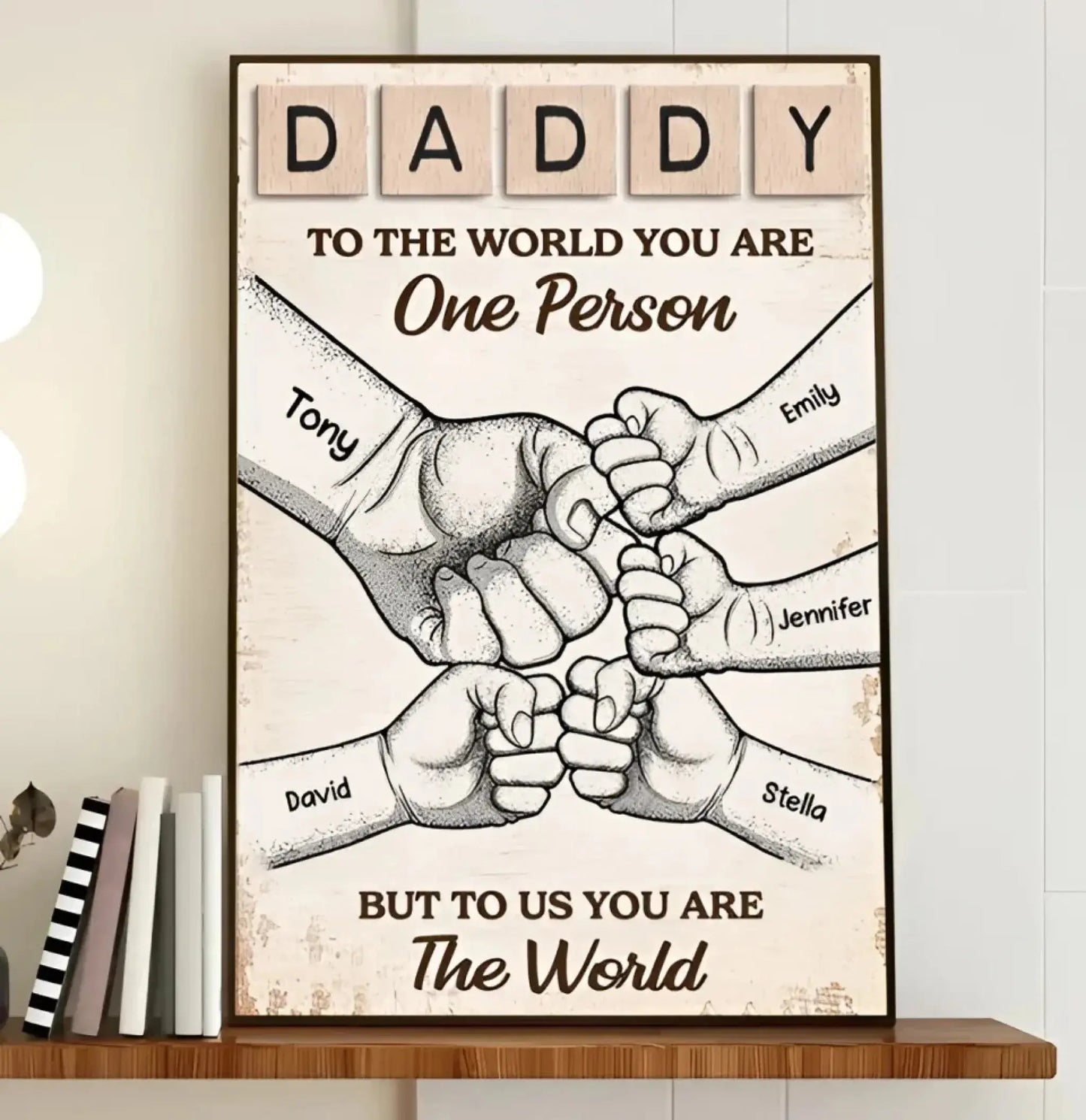 "To Us, You Are the World" Custom Poster/Canvas - Unique Gift for Dad & Grandpa with Fist Bump Design Ezcustomize
