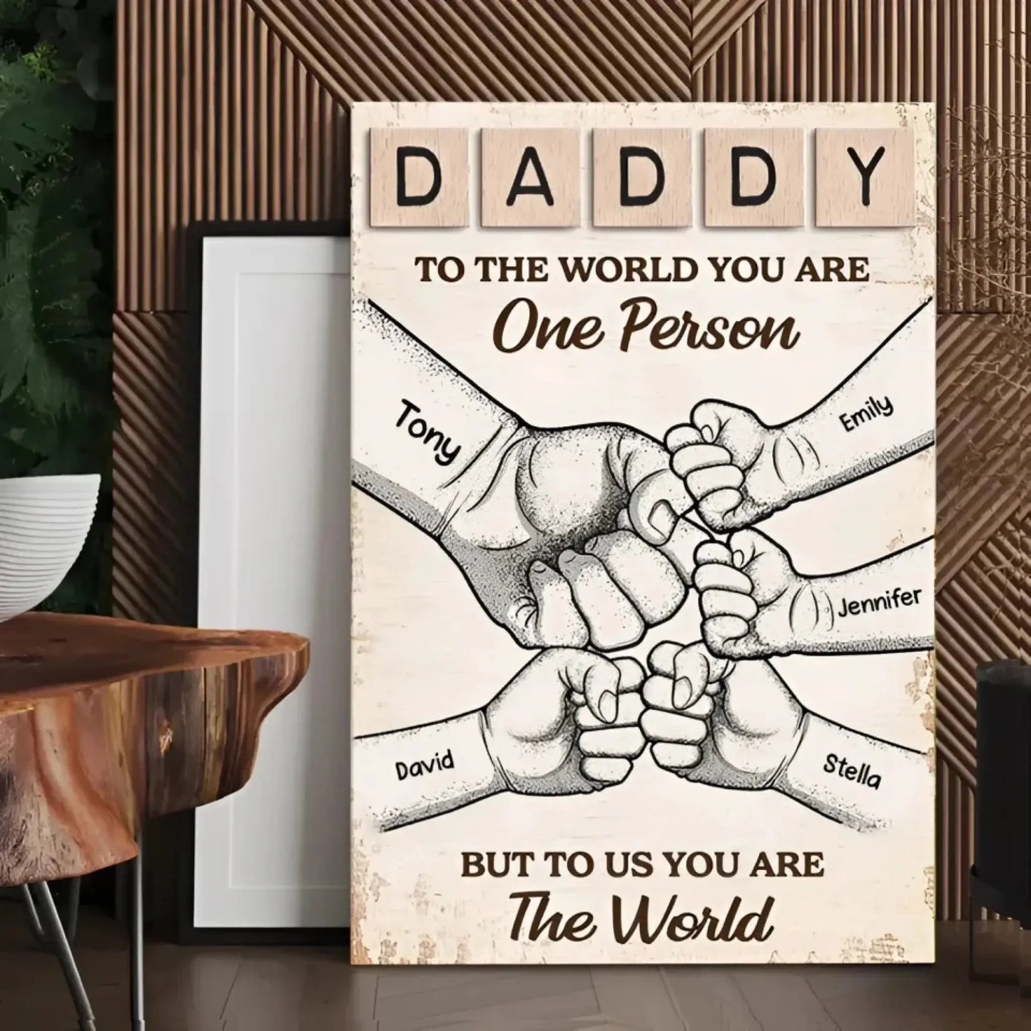 "To Us, You Are the World" Custom Poster/Canvas - Unique Gift for Dad & Grandpa with Fist Bump Design Ezcustomize