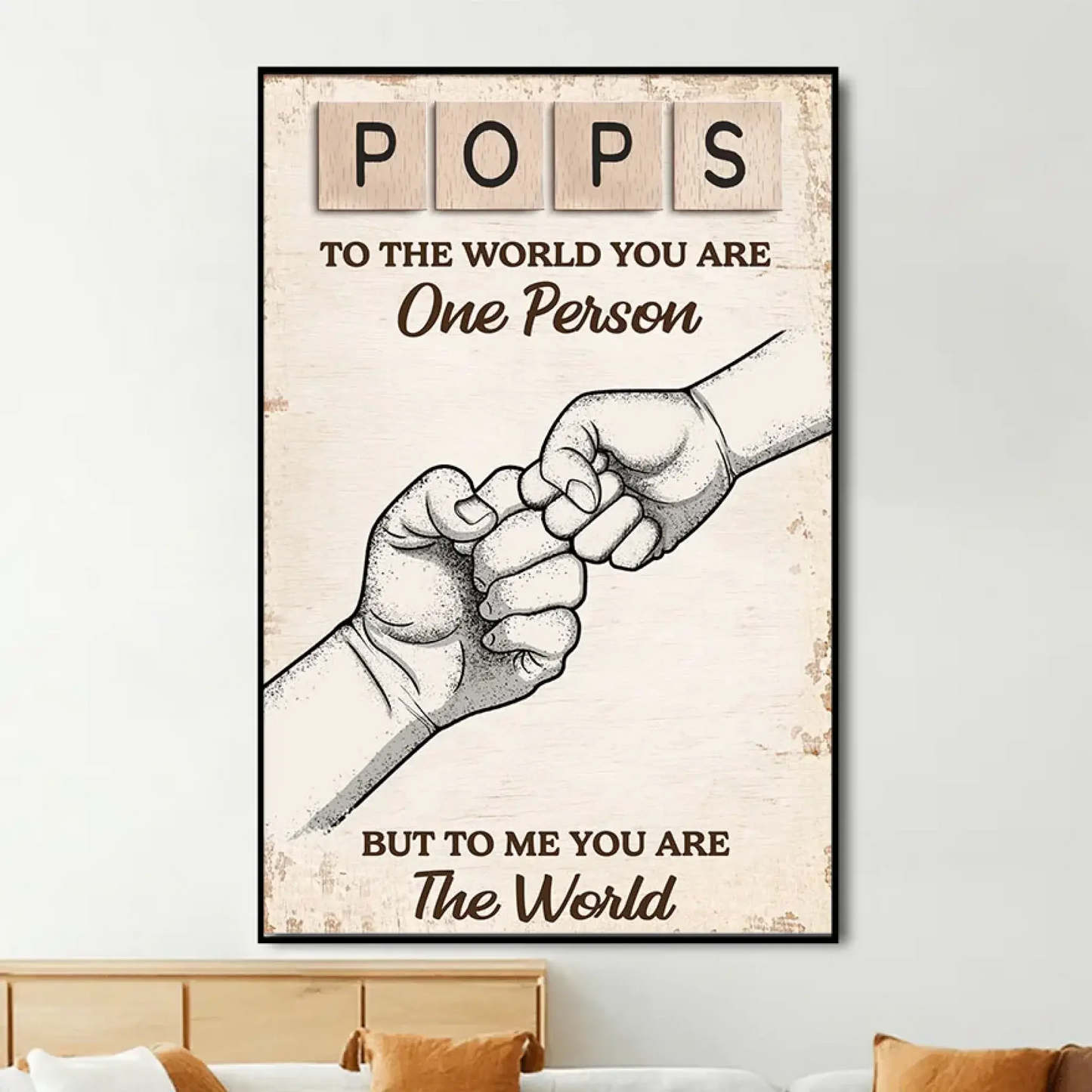"To Us, You Are the World" Custom Poster/Canvas - Unique Gift for Dad & Grandpa with Fist Bump Design Ezcustomize