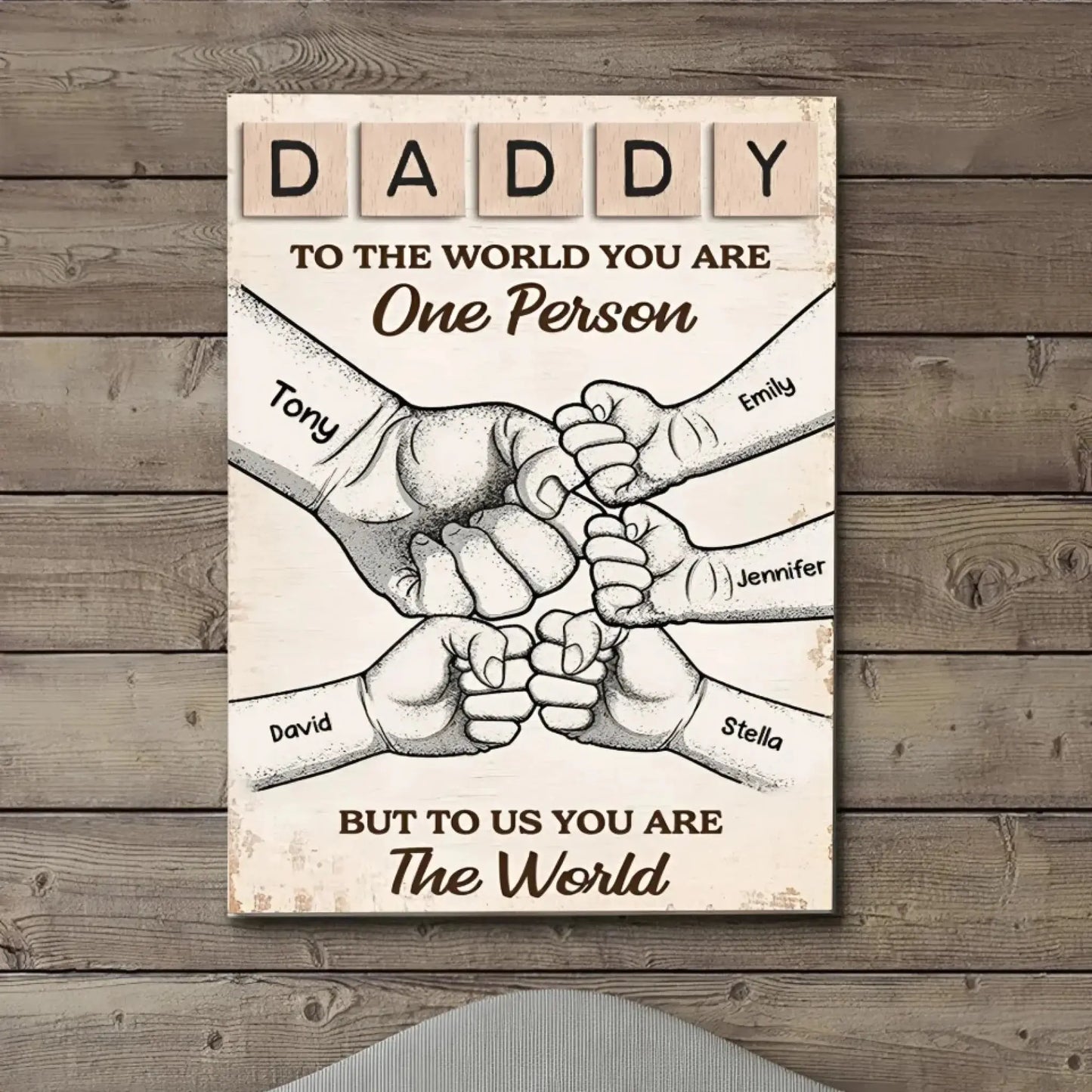 "To Us, You Are the World" Custom Poster/Canvas - Unique Gift for Dad & Grandpa with Fist Bump Design Ezcustomize