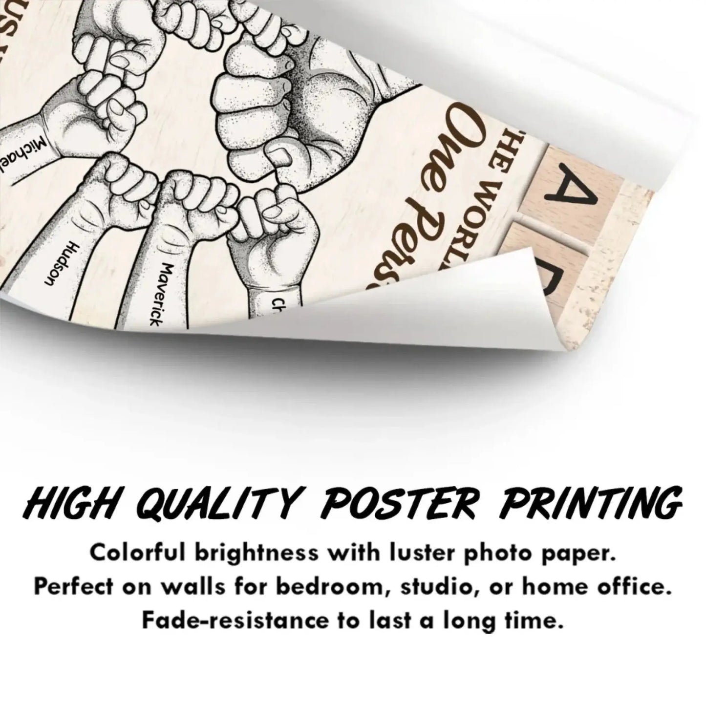 "To Us, You Are the World" Custom Poster/Canvas - Unique Gift for Dad & Grandpa with Fist Bump Design Ezcustomize