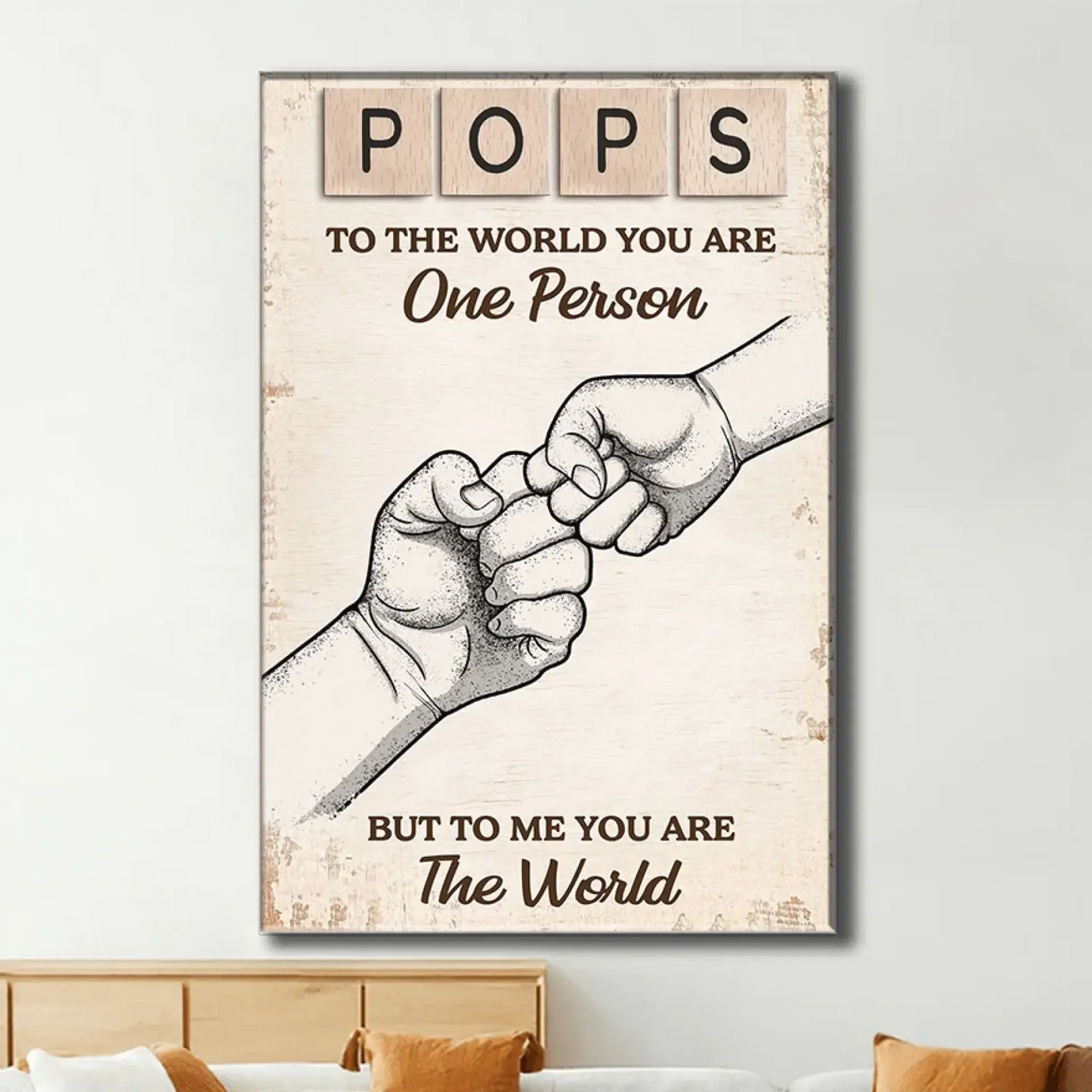 "To Us, You Are the World" Custom Poster/Canvas - Unique Gift for Dad & Grandpa with Fist Bump Design Ezcustomize