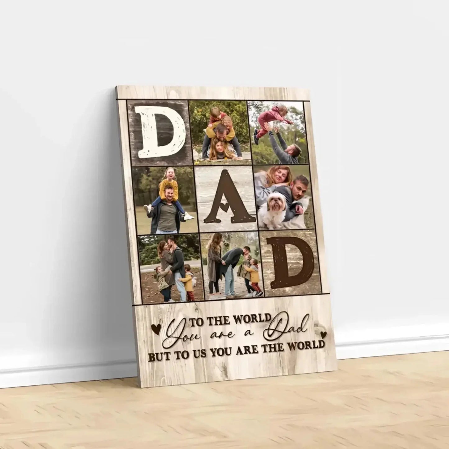 "To Us, You Are the World" – Custom Name Gift for Dad, Family, Meaningful Wall Art Decor - Personalized Poster/Canvas Print Ezcustomize