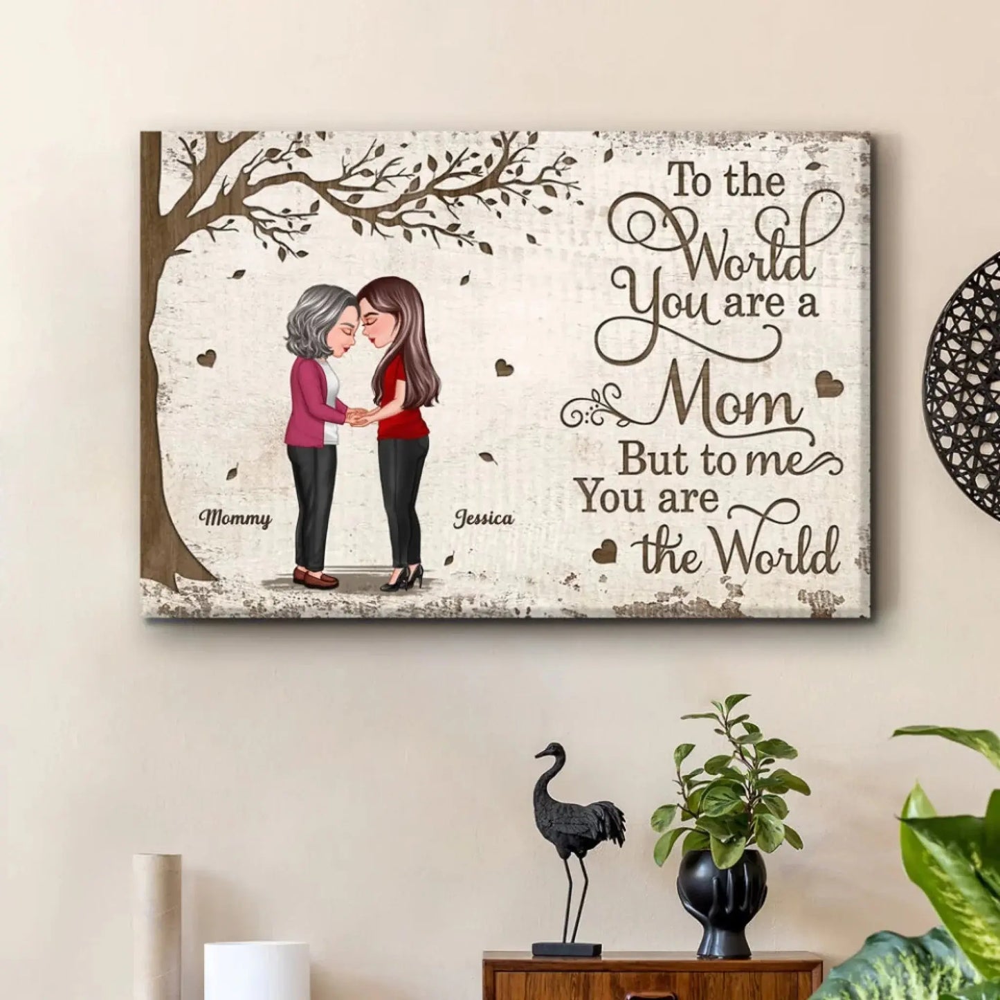 To the World You Are a Mom, But to Me You Are the Worl – Personalized Poster/Canvas – Mother-Daughter Bond Gift for Mother's Day & More Ezcustomize