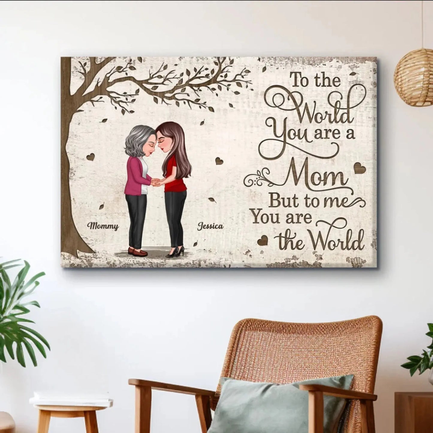 To the World You Are a Mom, But to Me You Are the Worl – Personalized Poster/Canvas – Mother-Daughter Bond Gift for Mother's Day & More Ezcustomize