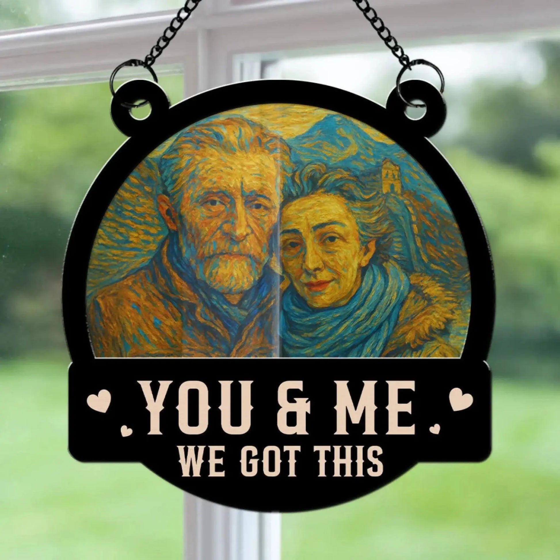 Van Gogh Style You & Me We Got This - Personalized Photo Window Hanging Suncatcher Ornament  Ezcustomize