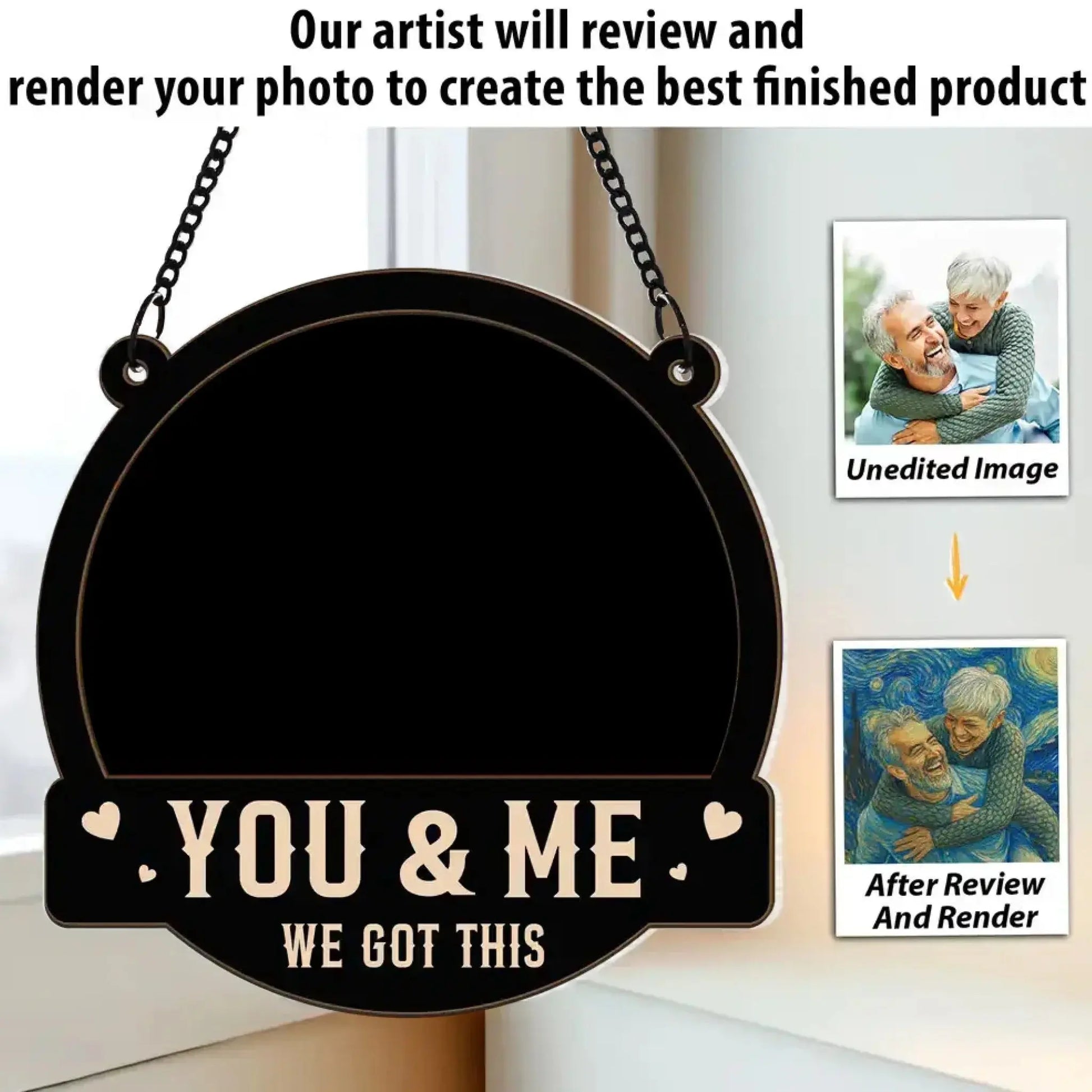 Van Gogh Style You & Me We Got This - Personalized Photo Window Hanging Suncatcher Ornament  Ezcustomize