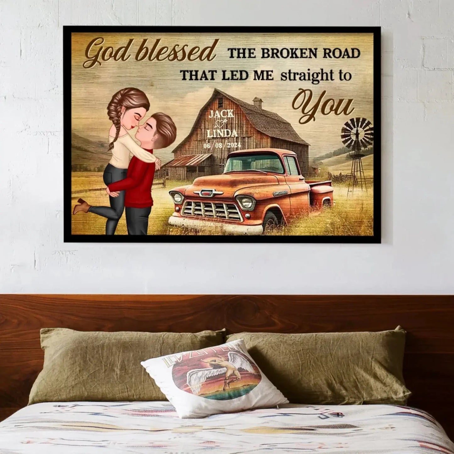 Vintage Farm-Themed Couple Art – Personalized Poster/Canvas – Rustic Love Gift for Anniversaries & Weddings Ezcustomize