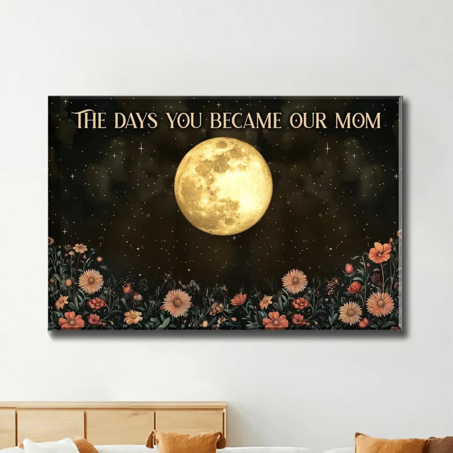 Vintage Flowers – The Day You Became Mom Birth Moon Phase Personalized Poster, Heartfelt Gift for Mom’s Birthday, Mother’s Day, or Just Because Ezcustomize