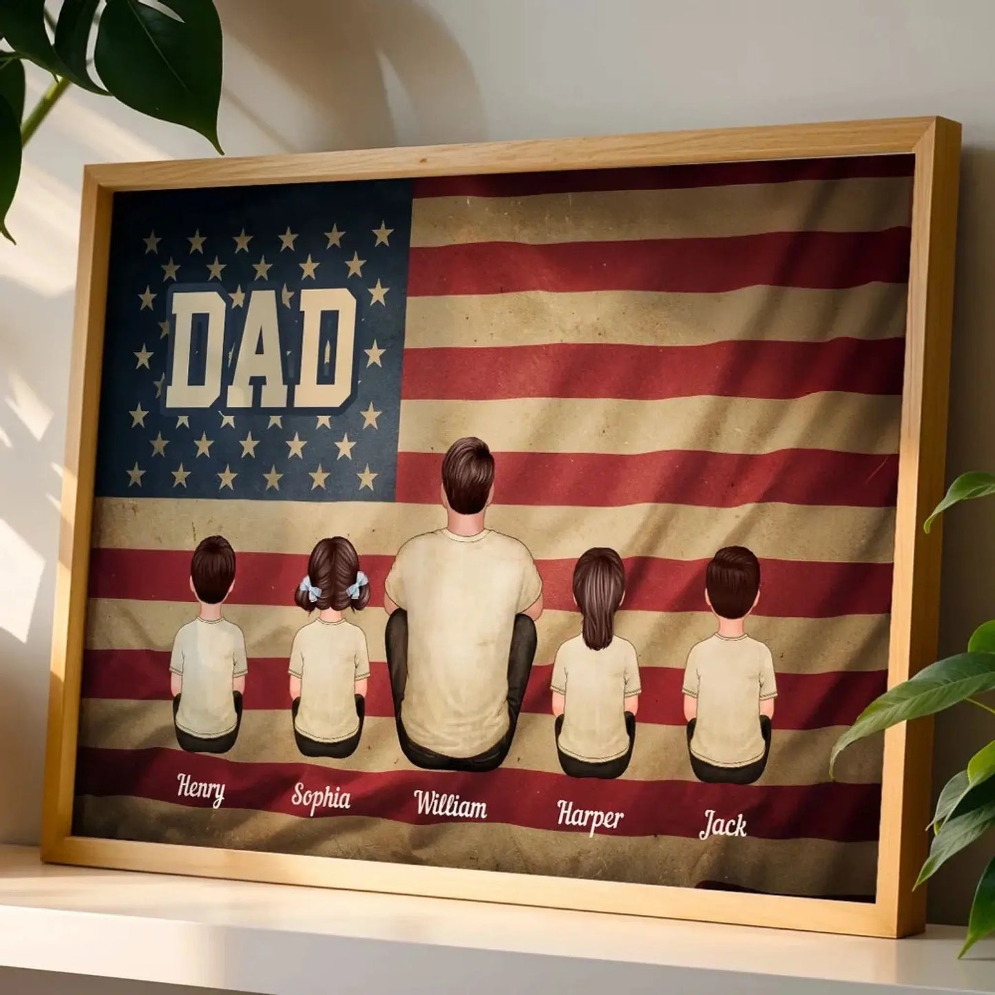 Vintage Retro Family Poster – Personalized Nation Flag Wall Art – Thoughtful Gift for Dad, Mom, or Loved Ones Ezcustomize
