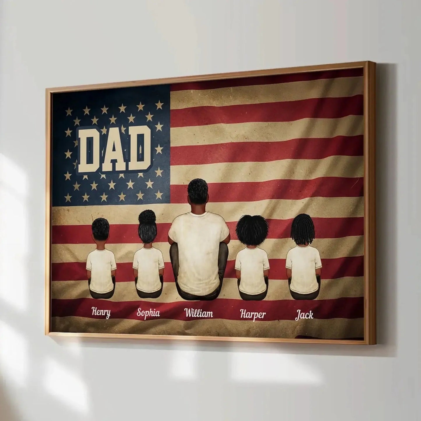 Vintage Retro Family Poster – Personalized Nation Flag Wall Art – Thoughtful Gift for Dad, Mom, or Loved Ones Ezcustomize