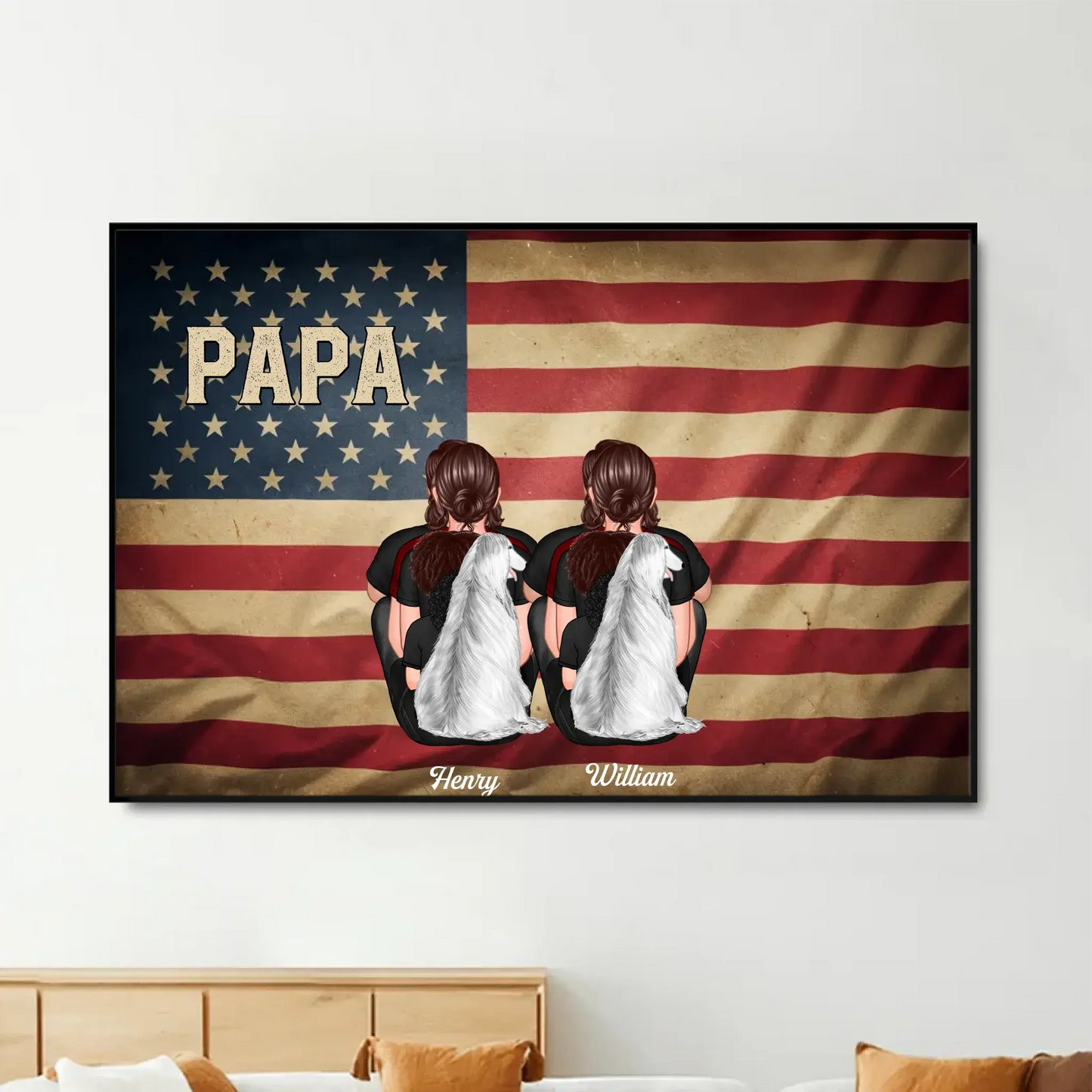 Vintage Retro Family Poster – Personalized Nation Flag Wall Art – Thoughtful Gift for Dad, Mom, or Loved Ones Ezcustomize