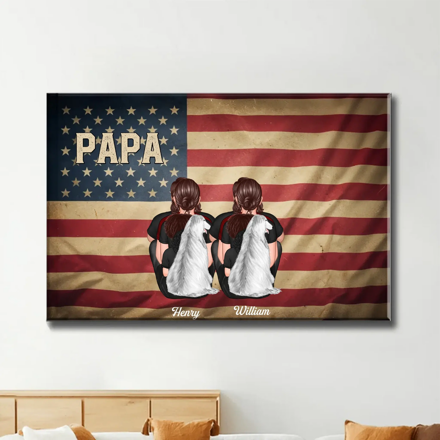 Vintage Retro Family Poster – Personalized Nation Flag Wall Art – Thoughtful Gift for Dad, Mom, or Loved Ones Ezcustomize