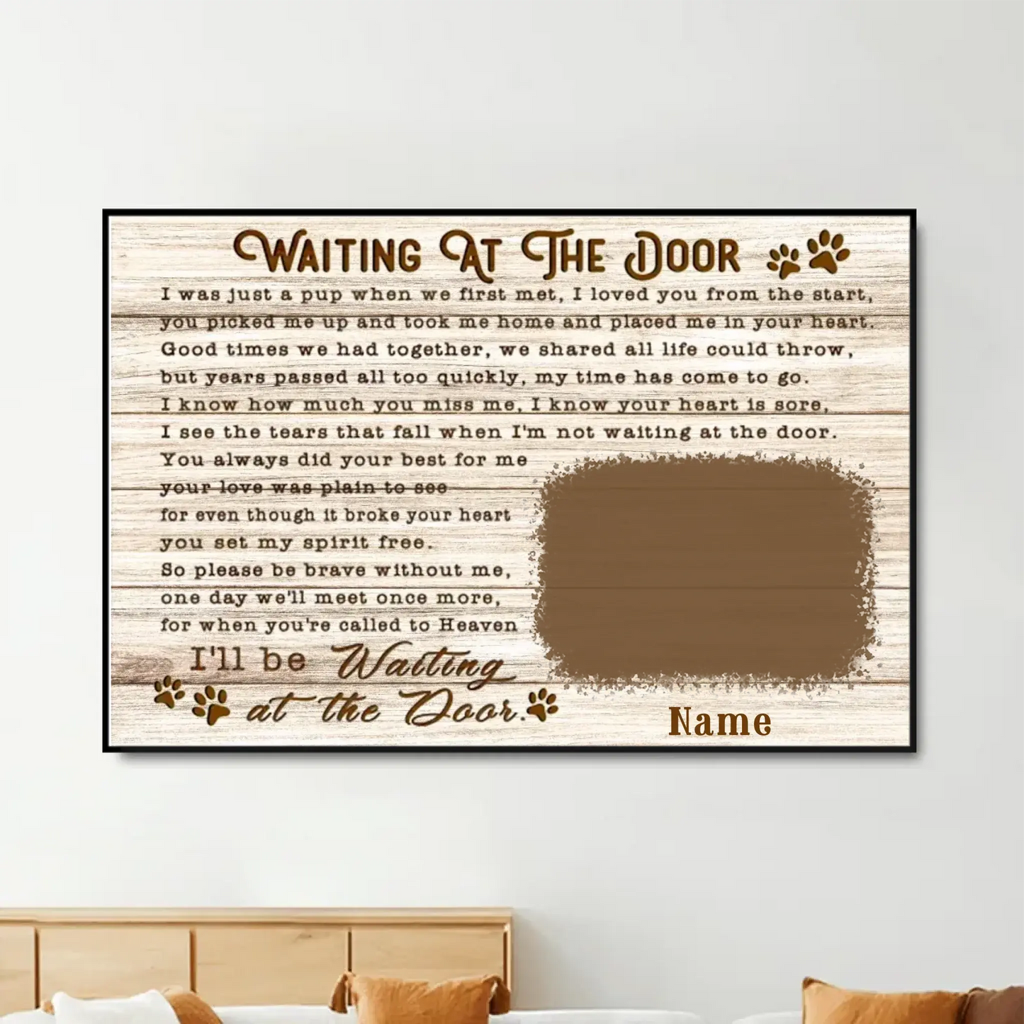 "Waiting at the Door" Dog Memorial – Personalized Poster/Canvas – Custom Photo Tribute & Sympathy Gift for Pet Owners Ezcustomize