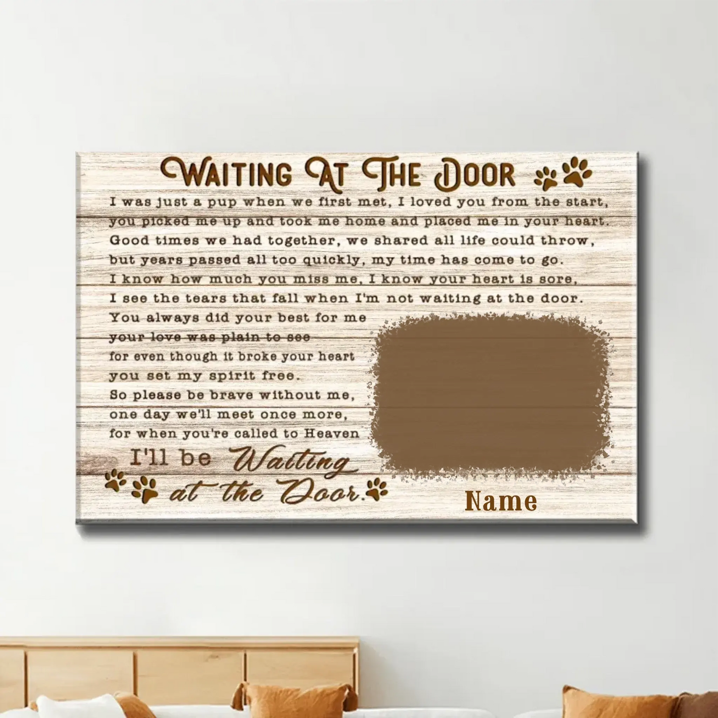 "Waiting at the Door" Dog Memorial – Personalized Poster/Canvas – Custom Photo Tribute & Sympathy Gift for Pet Owners Ezcustomize