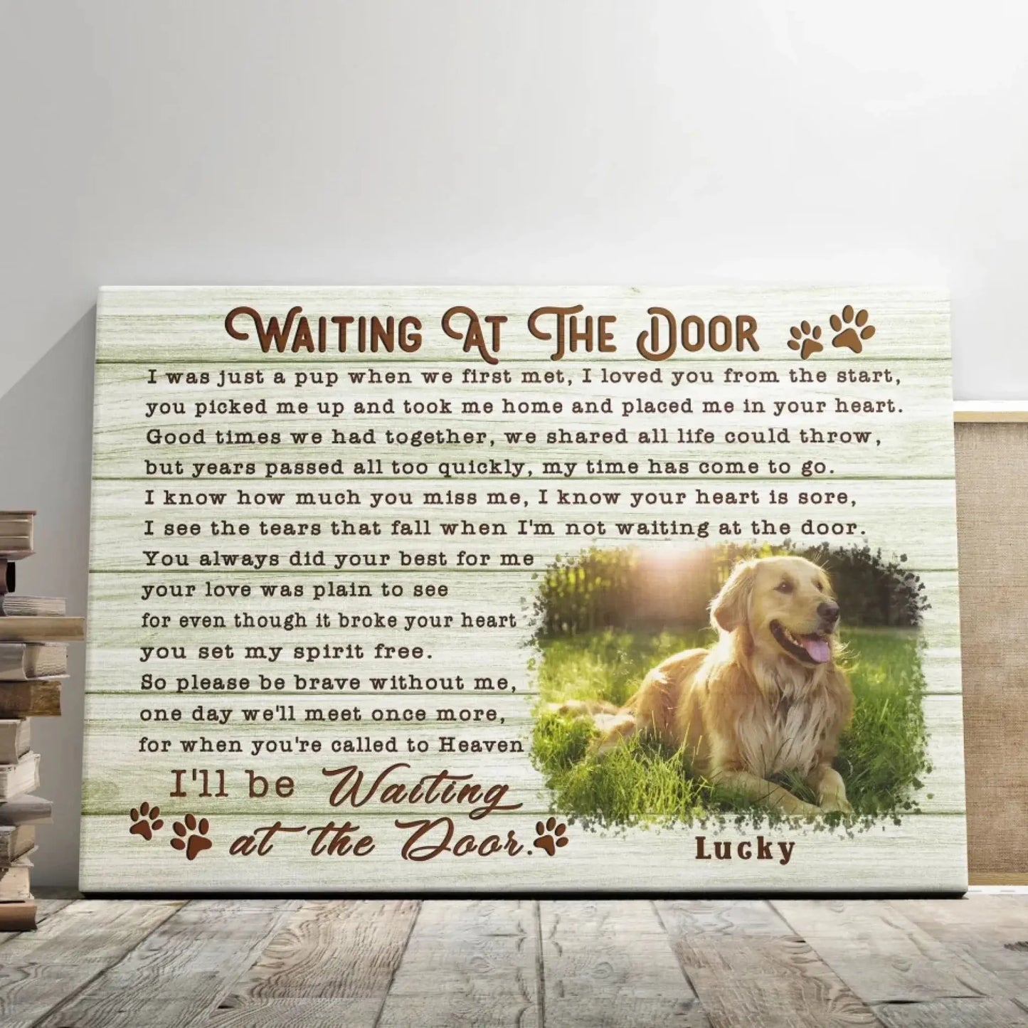 "Waiting at the Door" Dog Memorial – Personalized Poster/Canvas – Custom Photo Tribute & Sympathy Gift for Pet Owners Ezcustomize
