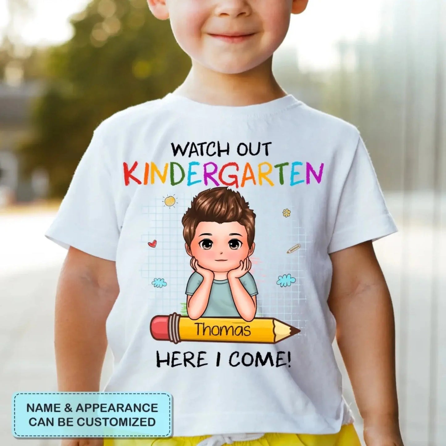Watch Out Kindergarten Shirt – Personalized Custom T-Shirt – Fun Back to School Gift for Preschoolers or Kindergarten Kids Ezcustomize