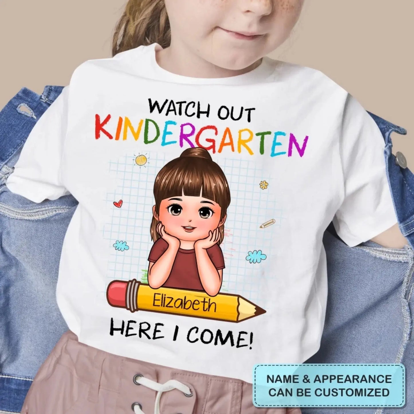Watch Out Kindergarten Shirt – Personalized Custom T-Shirt – Fun Back to School Gift for Preschoolers or Kindergarten Kids Ezcustomize