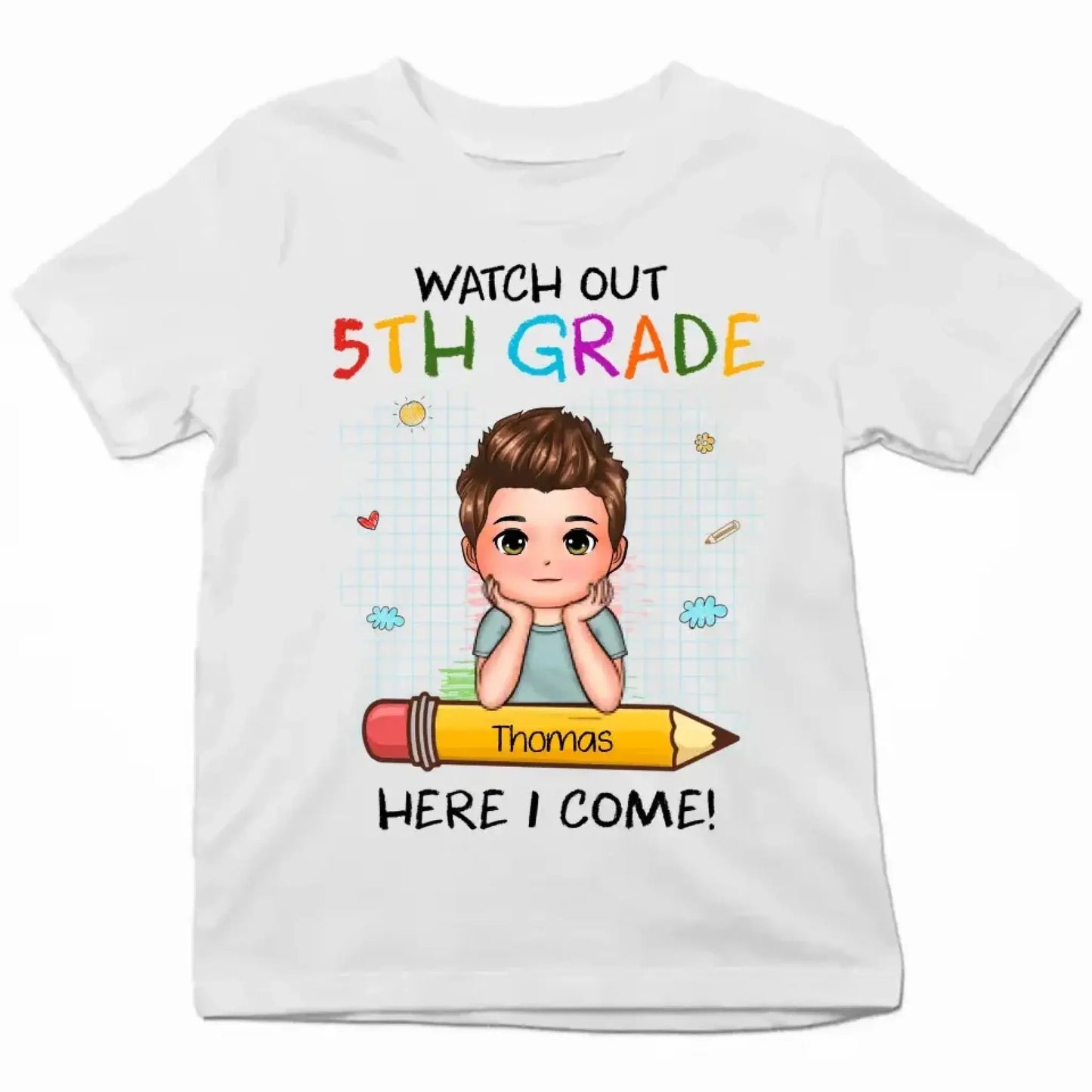 Watch Out Kindergarten Shirt – Personalized Custom T-Shirt – Fun Back to School Gift for Preschoolers or Kindergarten Kids Ezcustomize
