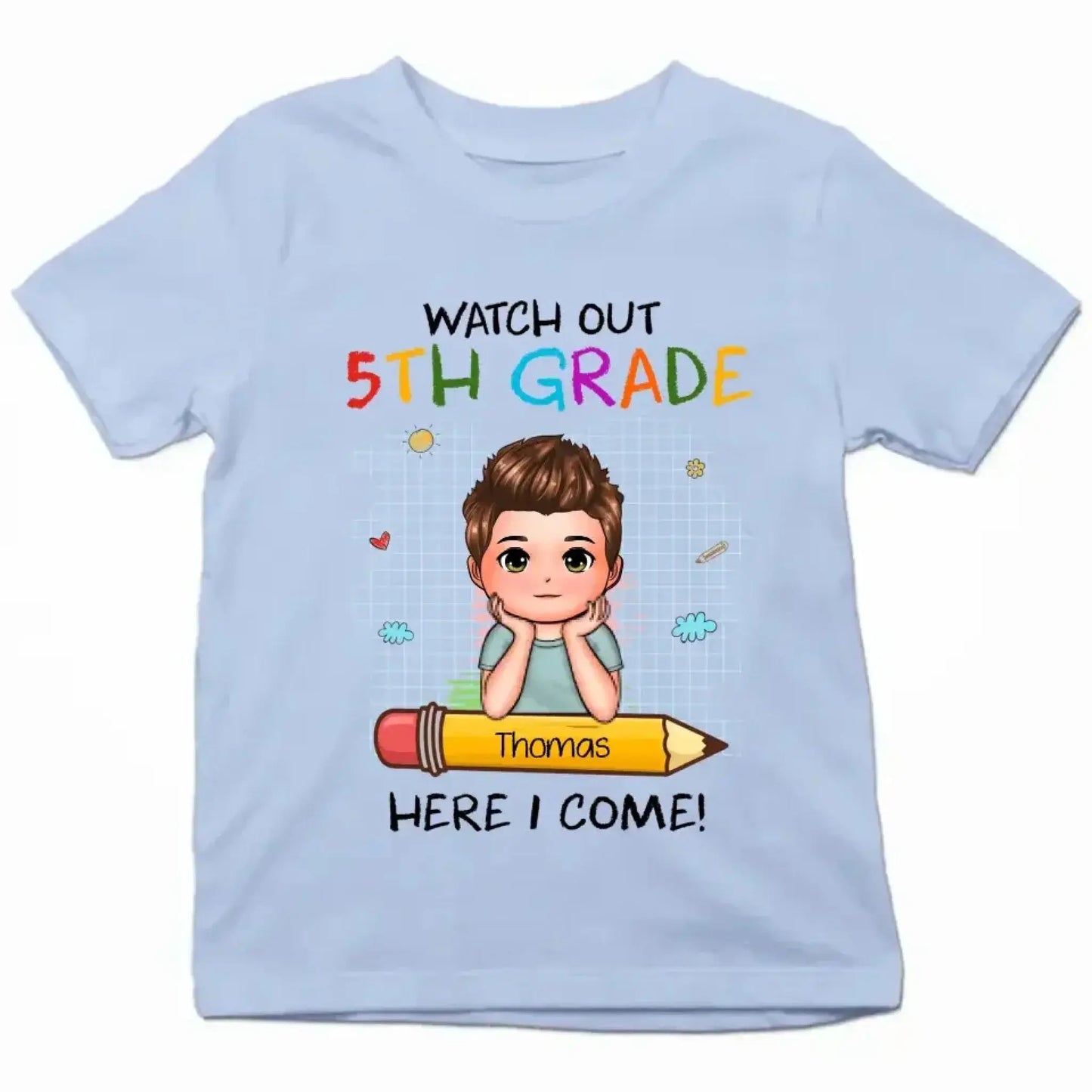 Watch Out Kindergarten Shirt – Personalized Custom T-Shirt – Fun Back to School Gift for Preschoolers or Kindergarten Kids Ezcustomize