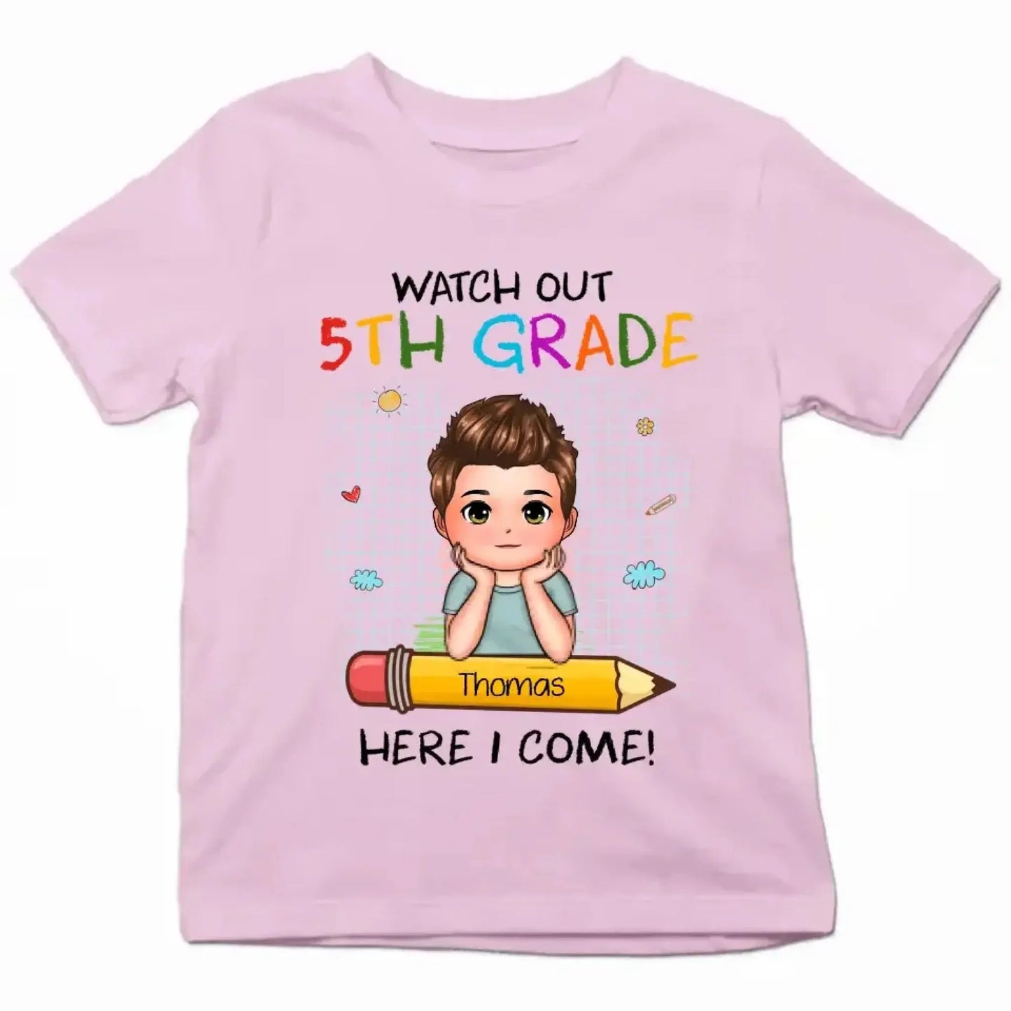 Watch Out Kindergarten Shirt – Personalized Custom T-Shirt – Fun Back to School Gift for Preschoolers or Kindergarten Kids Ezcustomize