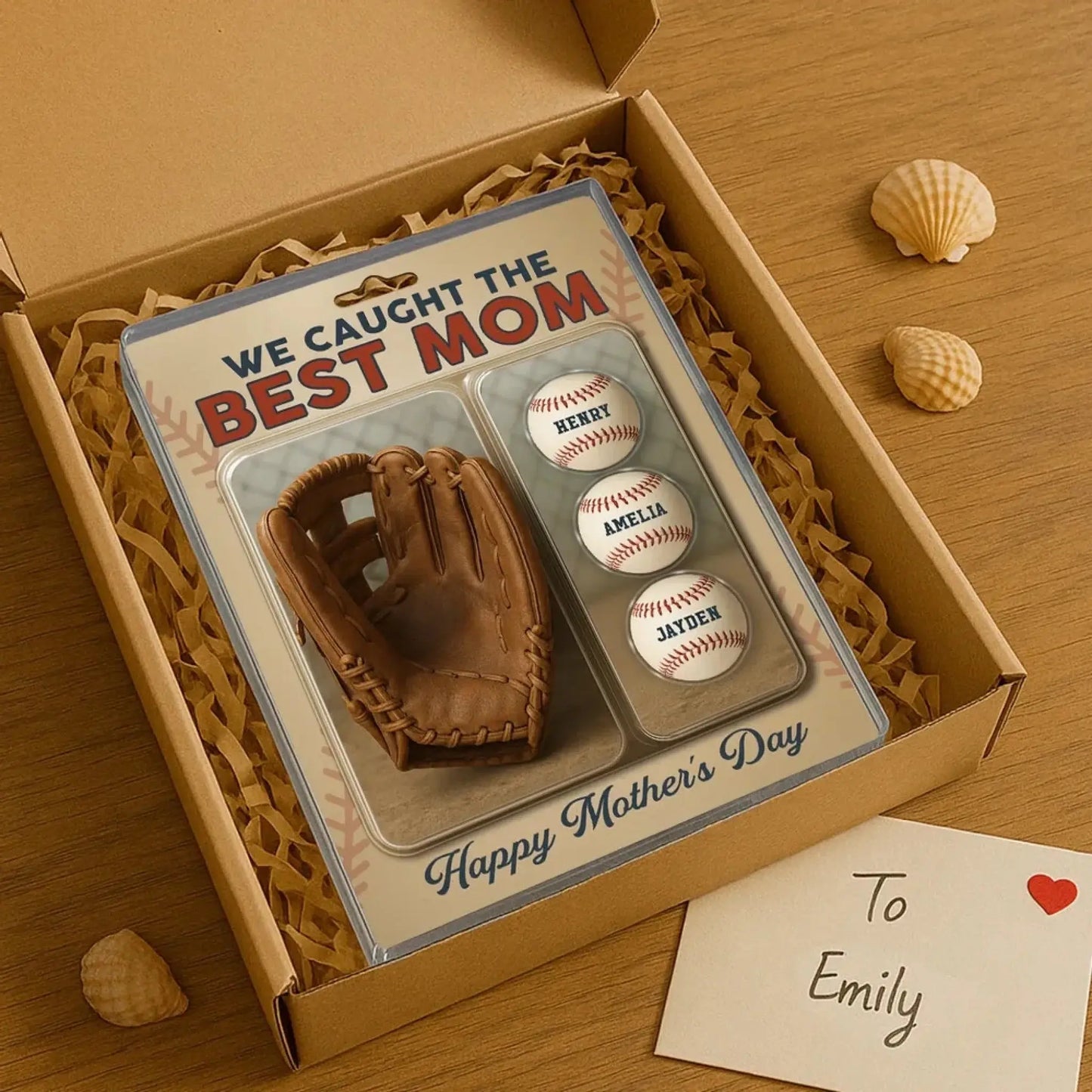 We Caught The Best Dad Baseball Plaque – Personalized Acrylic Block with Glove & Kids’ Figures – Father’s Day Gift for Dad or Grandpa Ezcustomize