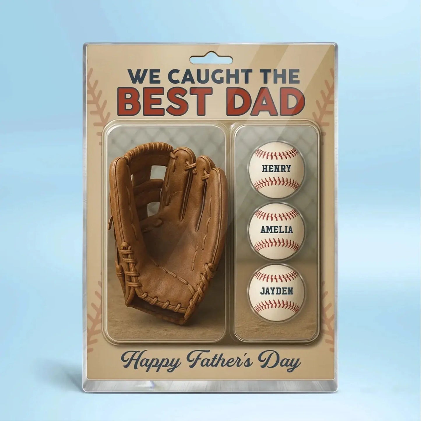 We Caught The Best Dad Baseball Plaque – Personalized Acrylic Block with Glove & Kids’ Figures – Father’s Day Gift for Dad or Grandpa Ezcustomize