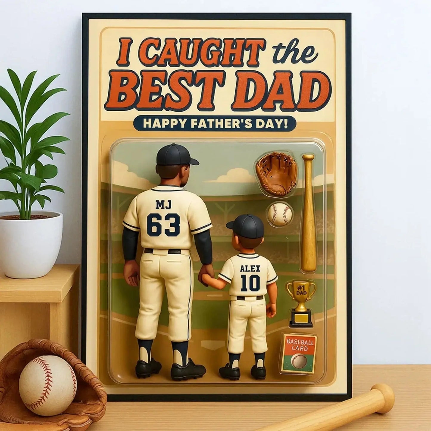 We Caught the Best Dad Baseball Art – Personalized Poster/Canvas with Custom Figure – Father’s Day Gift for Dads Ezcustomize