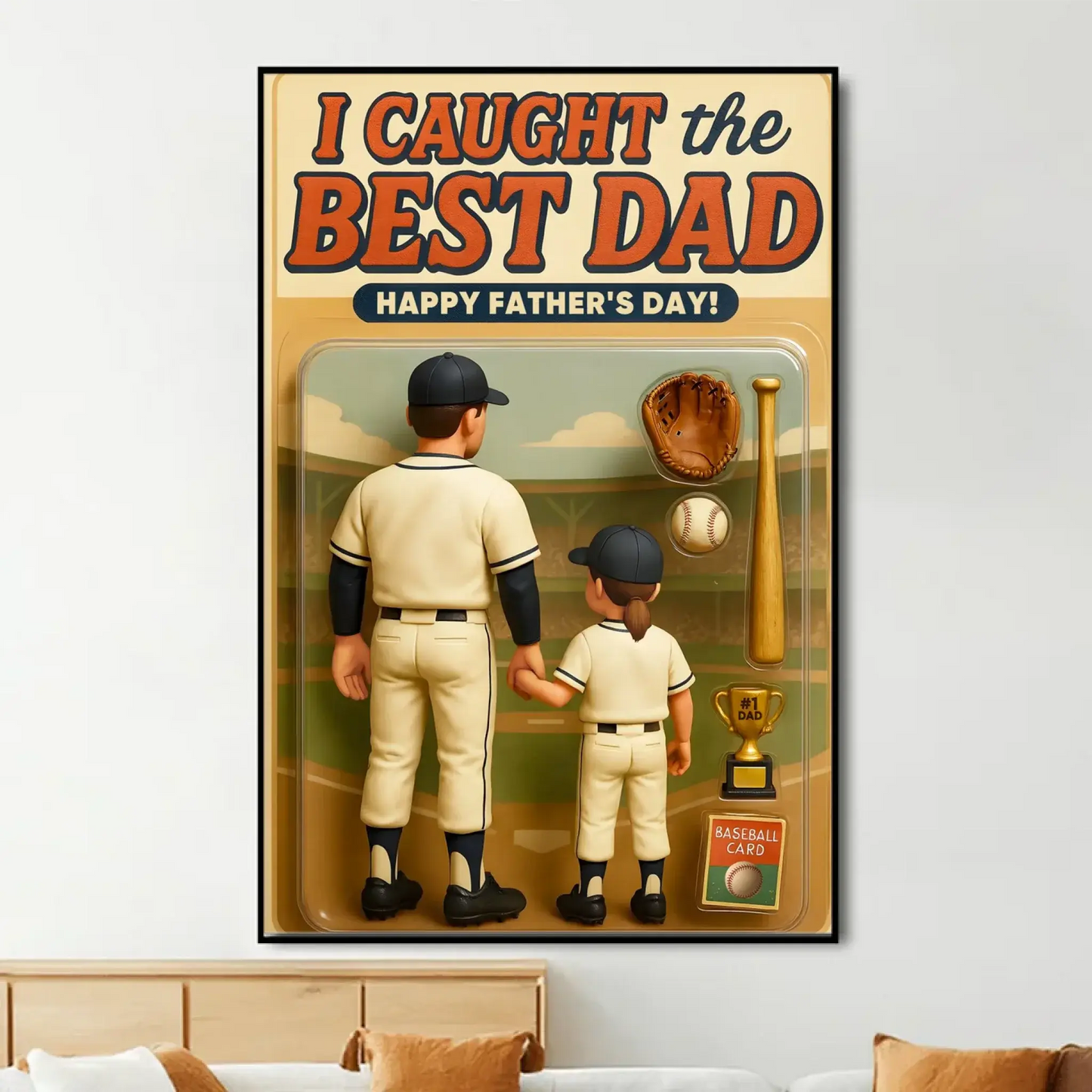 We Caught the Best Dad Baseball Art – Personalized Poster/Canvas with Custom Figure – Father’s Day Gift for Dads Ezcustomize