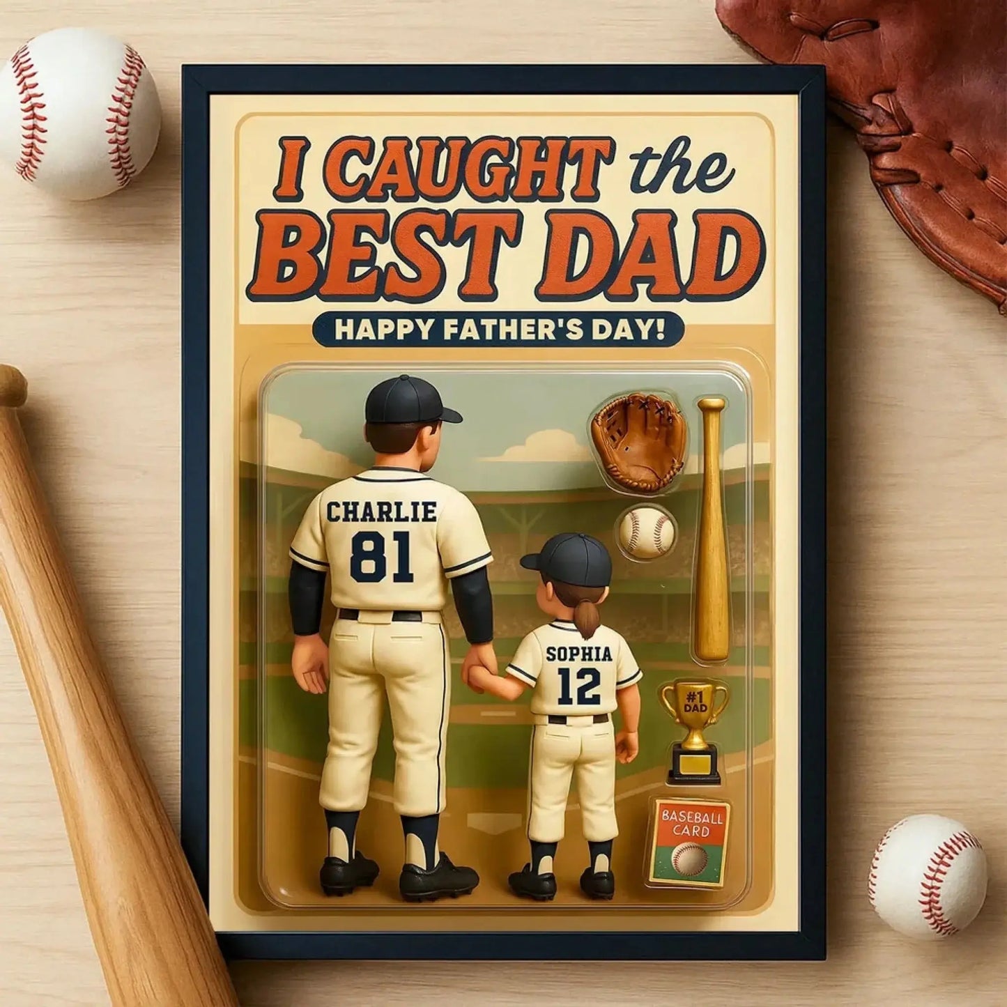 We Caught the Best Dad Baseball Art – Personalized Poster/Canvas with Custom Figure – Father’s Day Gift for Dads Ezcustomize