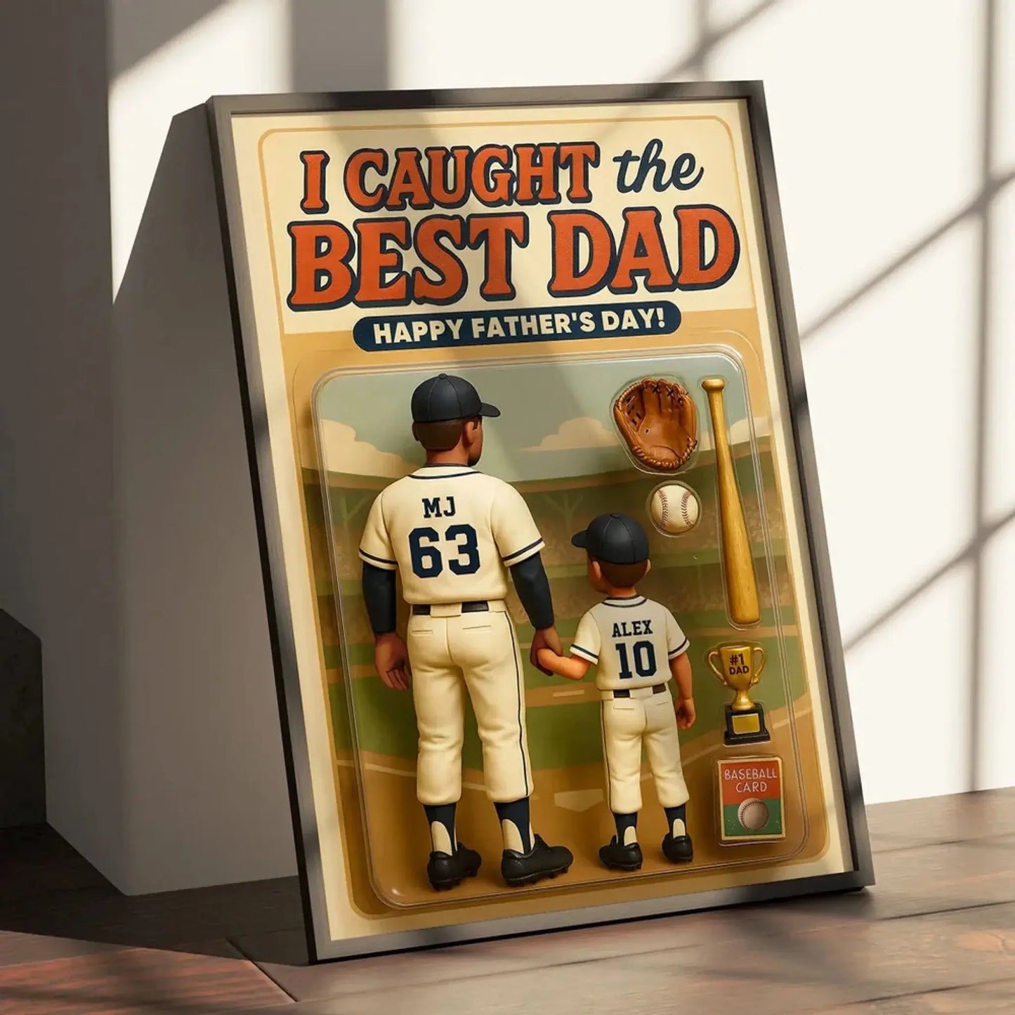 We Caught the Best Dad Baseball Art – Personalized Poster/Canvas with Custom Figure – Father’s Day Gift for Dads Ezcustomize
