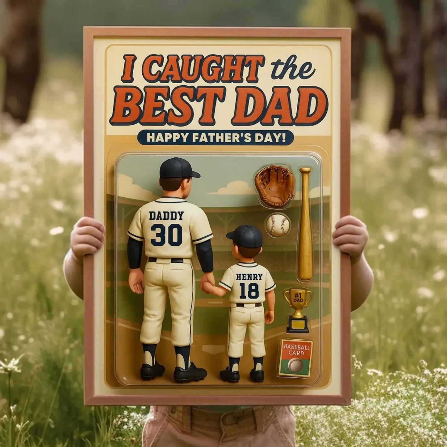 We Caught the Best Dad Baseball Art – Personalized Poster/Canvas with Custom Figure – Father’s Day Gift for Dads Ezcustomize