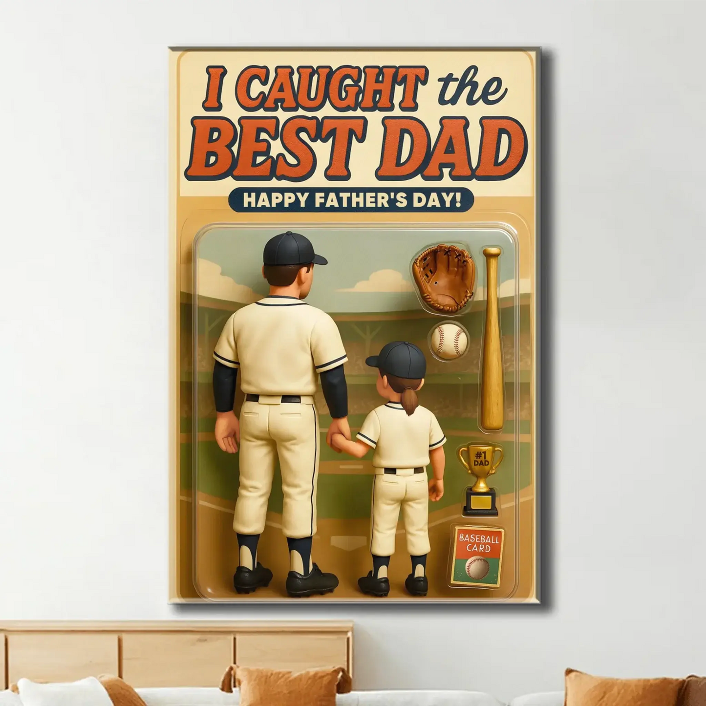 We Caught the Best Dad Baseball Art – Personalized Poster/Canvas with Custom Figure – Father’s Day Gift for Dads Ezcustomize