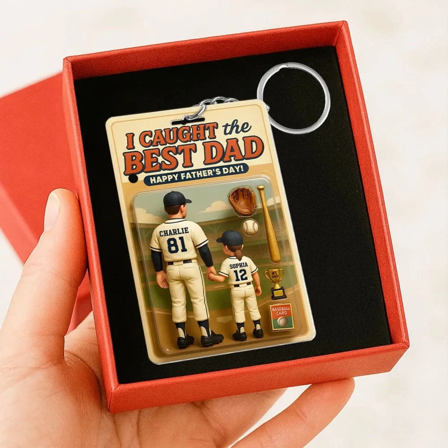 We Caught the Best Dad Baseball Figure – Personalized Acrylic Keychain – Custom Father’s Day Gift for Dads Ezcustomize