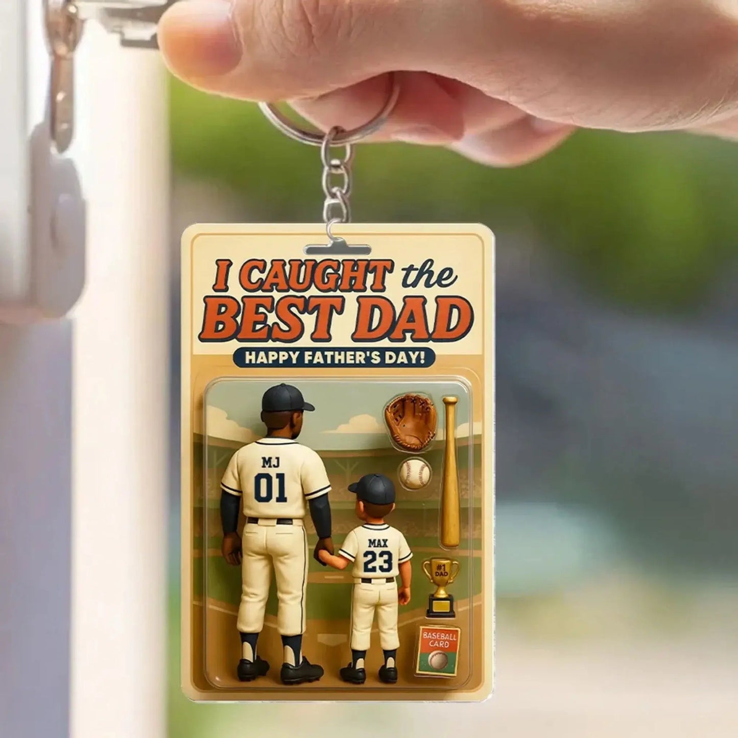 We Caught the Best Dad Baseball Figure – Personalized Acrylic Keychain – Custom Father’s Day Gift for Dads Ezcustomize