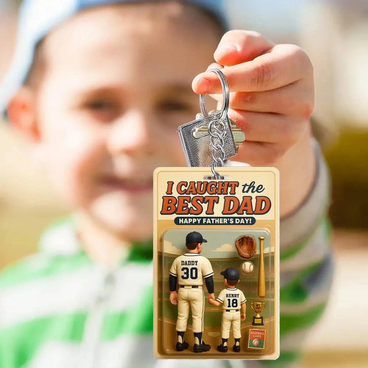 We Caught the Best Dad Baseball Figure – Personalized Acrylic Keychain – Custom Father’s Day Gift for Dads Ezcustomize