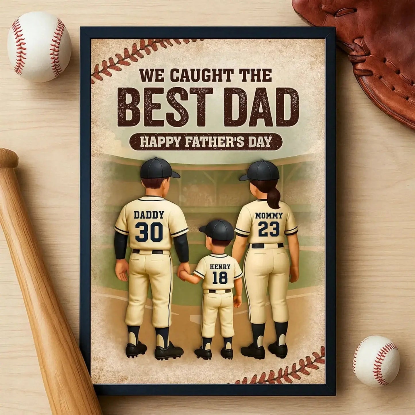 We Caught the Best Dad Baseball Personalized Poster, Fathers' Day Gift for Dad Ezcustomize