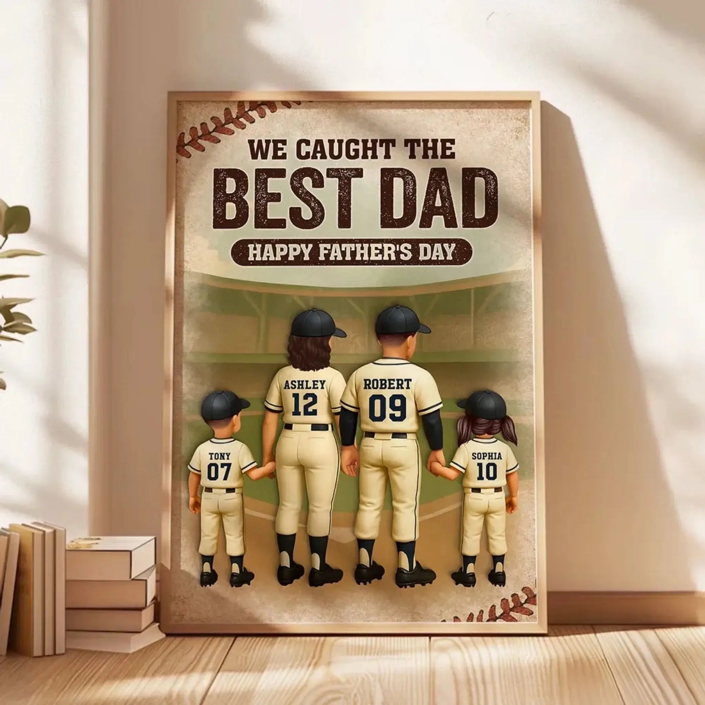 We Caught the Best Dad Baseball Personalized Poster, Fathers' Day Gift for Dad Ezcustomize