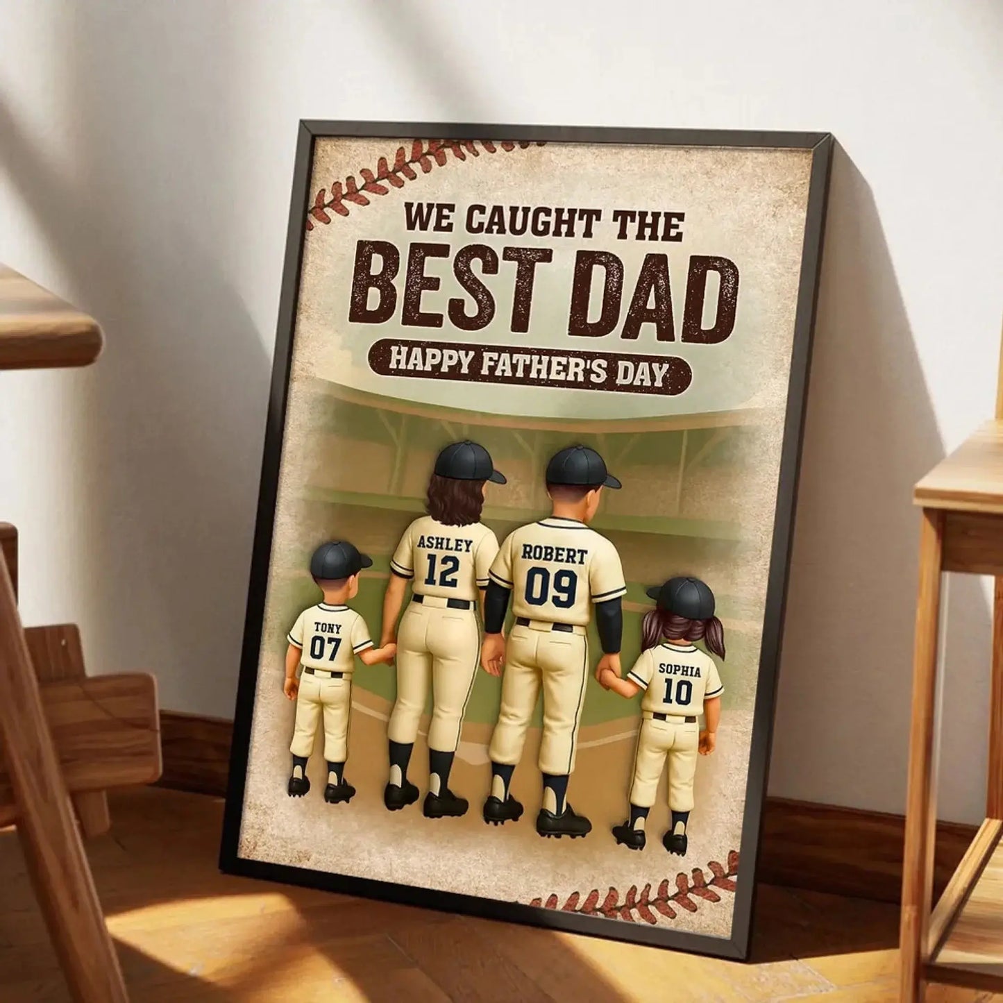 We Caught the Best Dad Baseball Personalized Poster, Fathers' Day Gift for Dad Ezcustomize